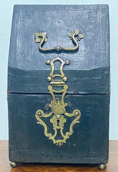 17th Century English Leather Covered Knife Box Converted To a Letter Box