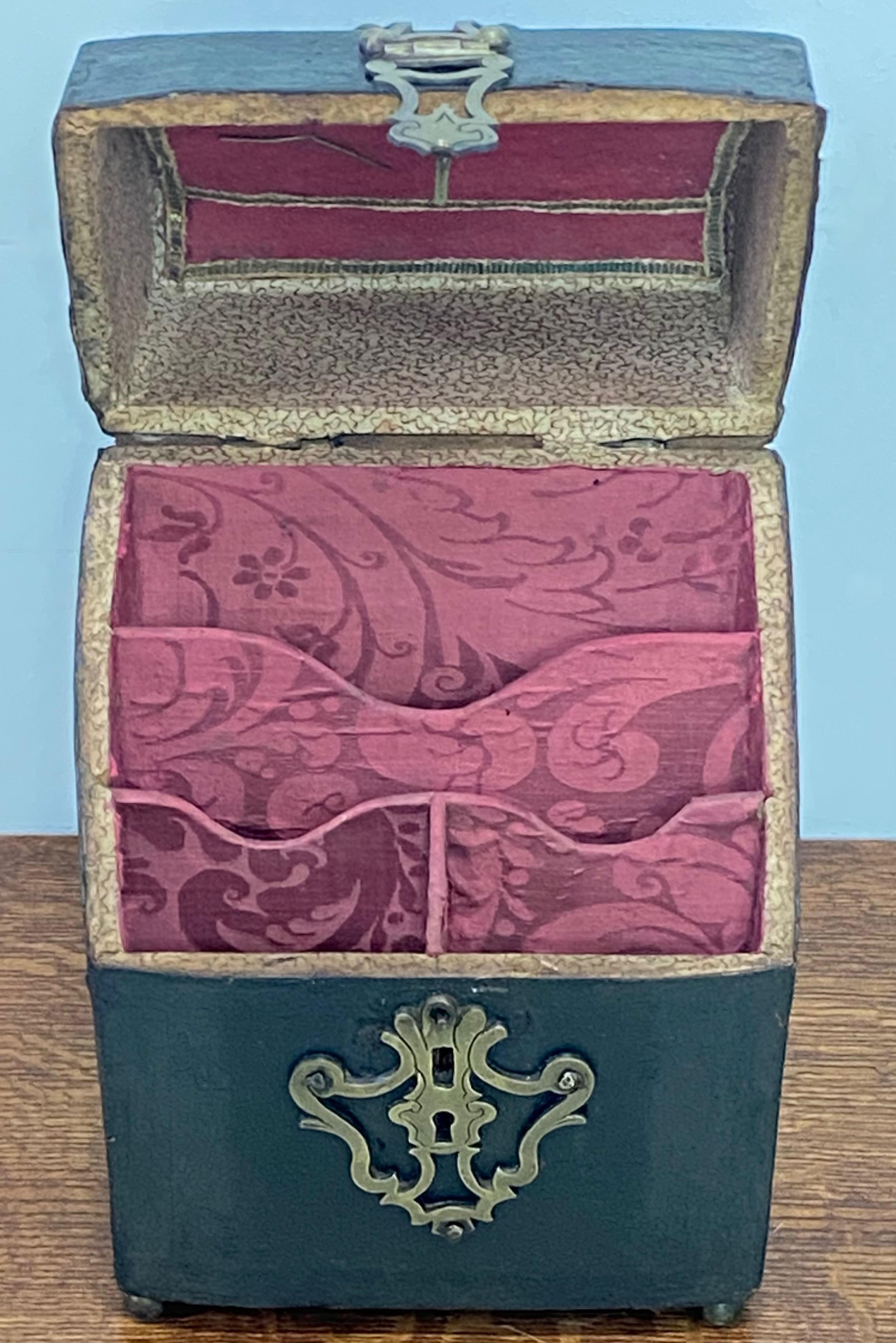 European 17th Century English Leather Covered Knife Box Converted To a Letter Box For Sale