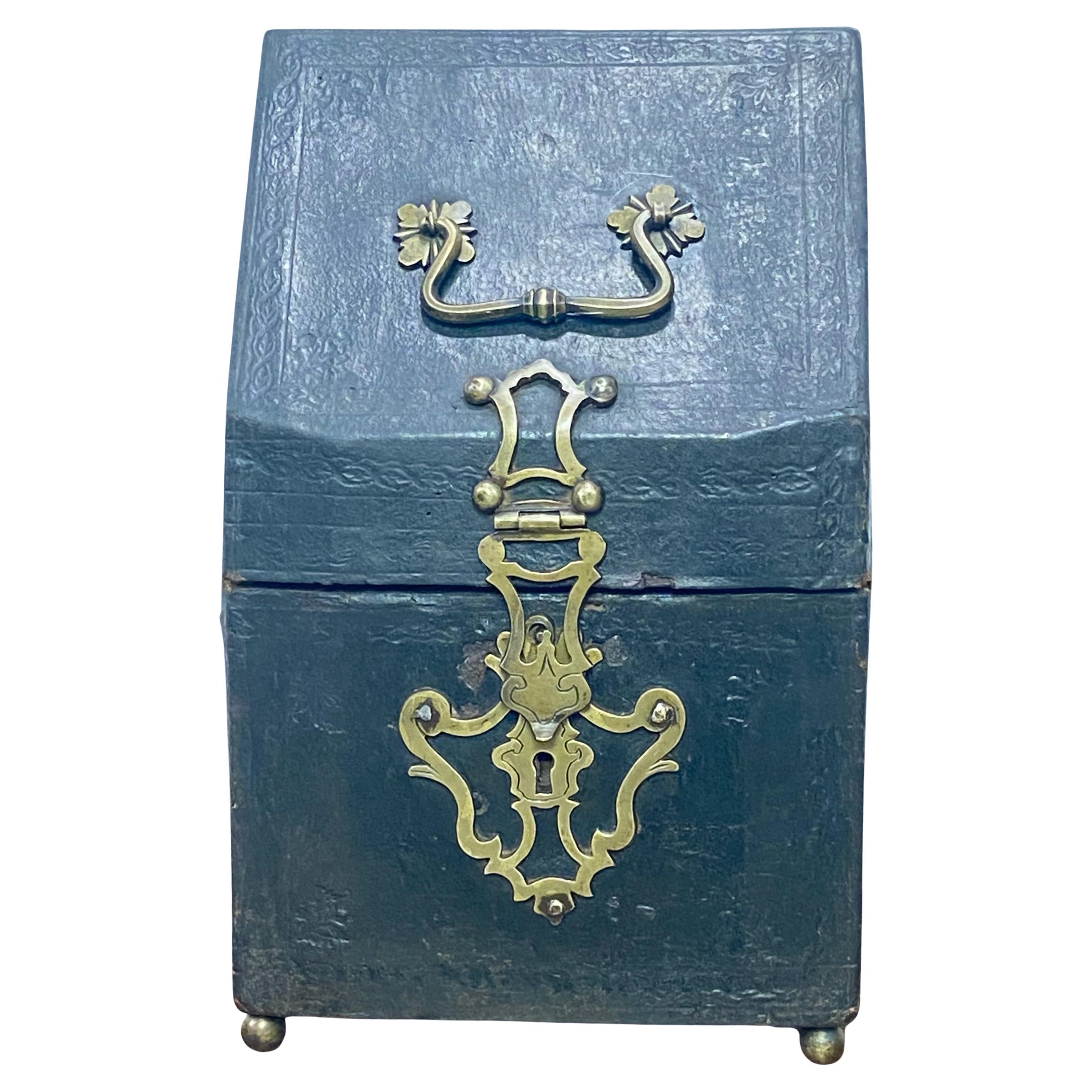 17th Century English Leather Covered Knife Box Converted To a Letter Box