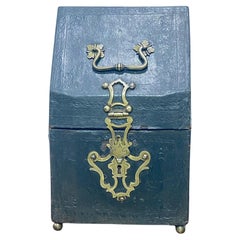 Antique 17th Century English Leather Covered Knife Box Converted To a Letter Box