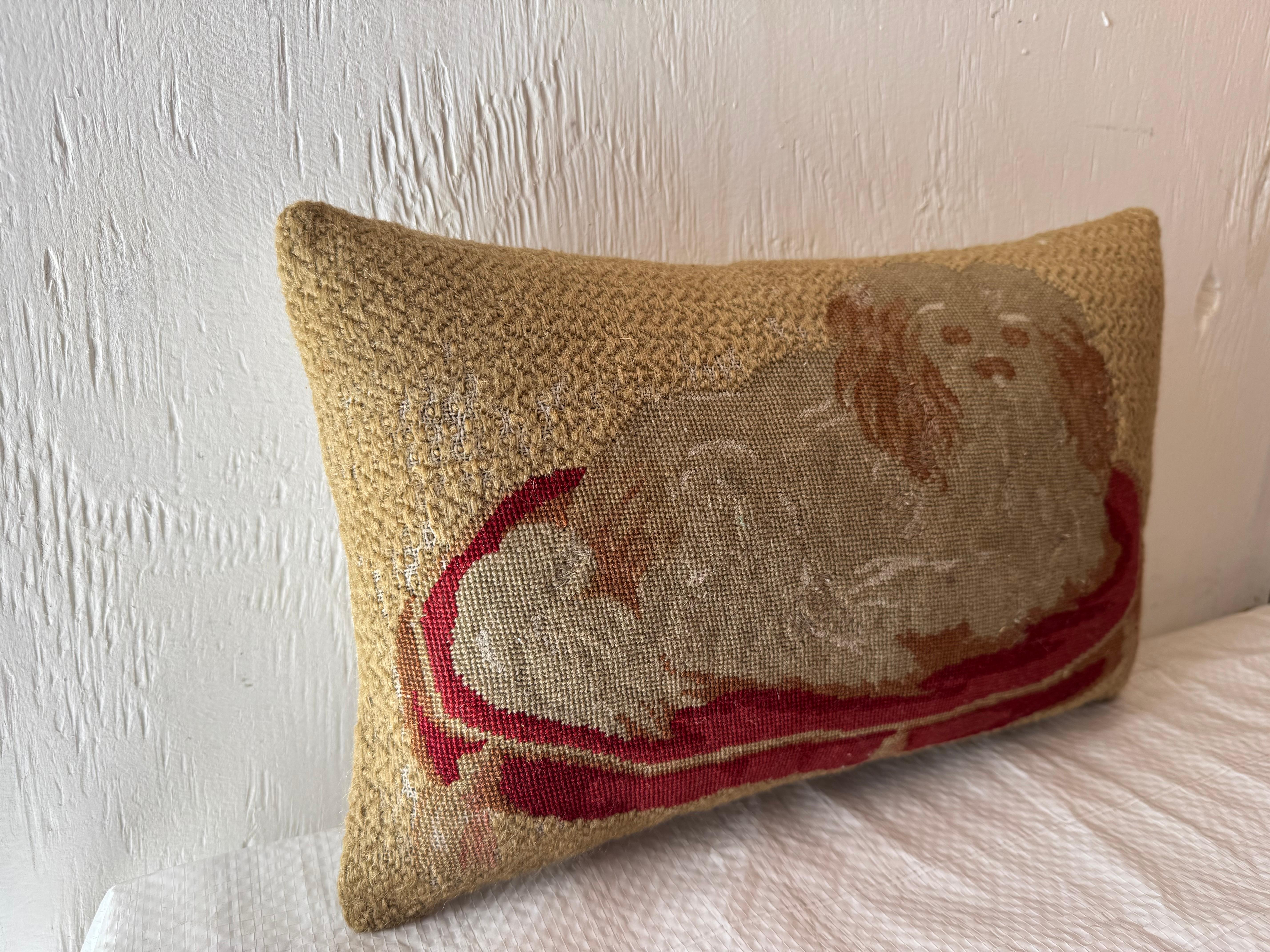 17th Century English Needlework Lion Pillow 13