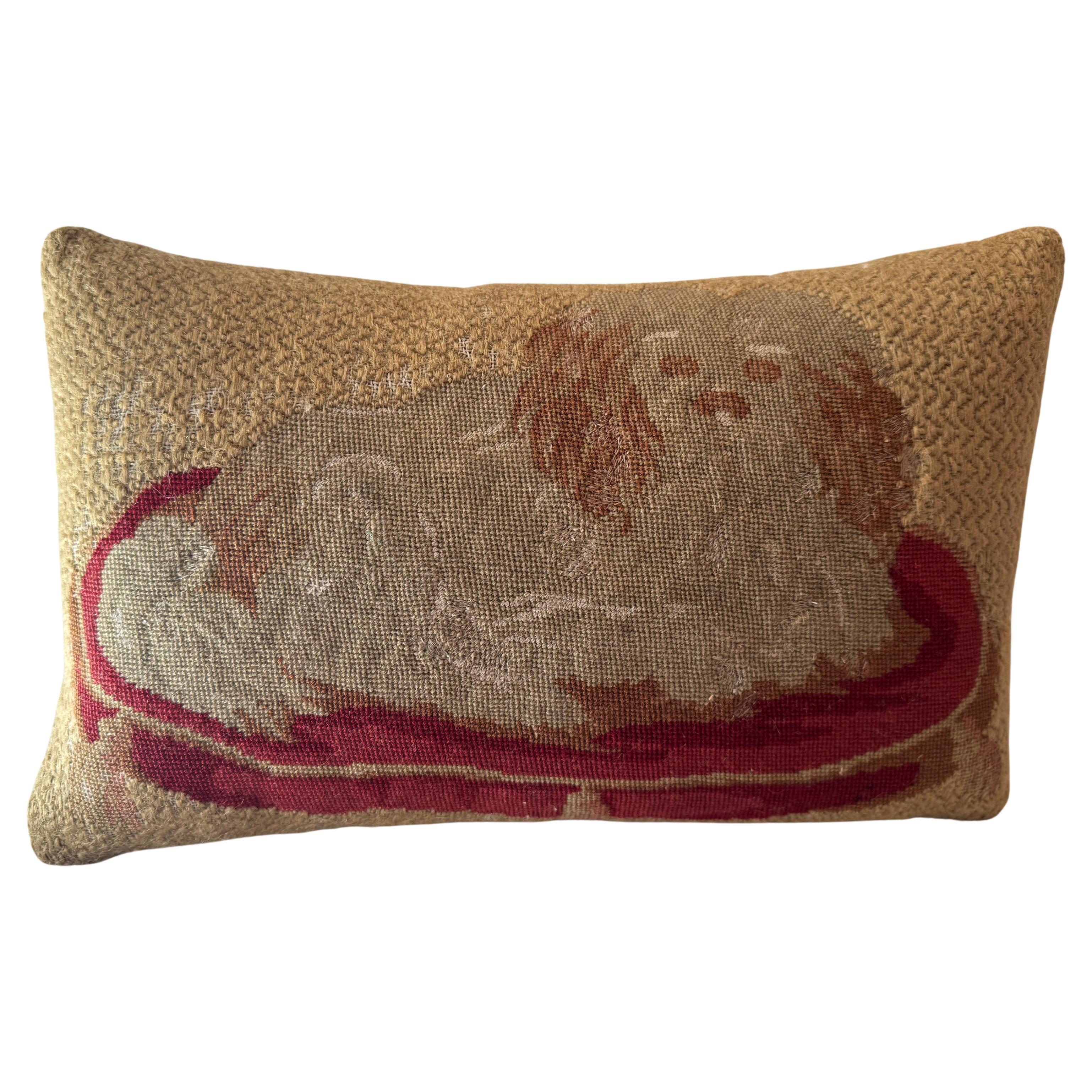 17th Century English Needlework Lion Pillow