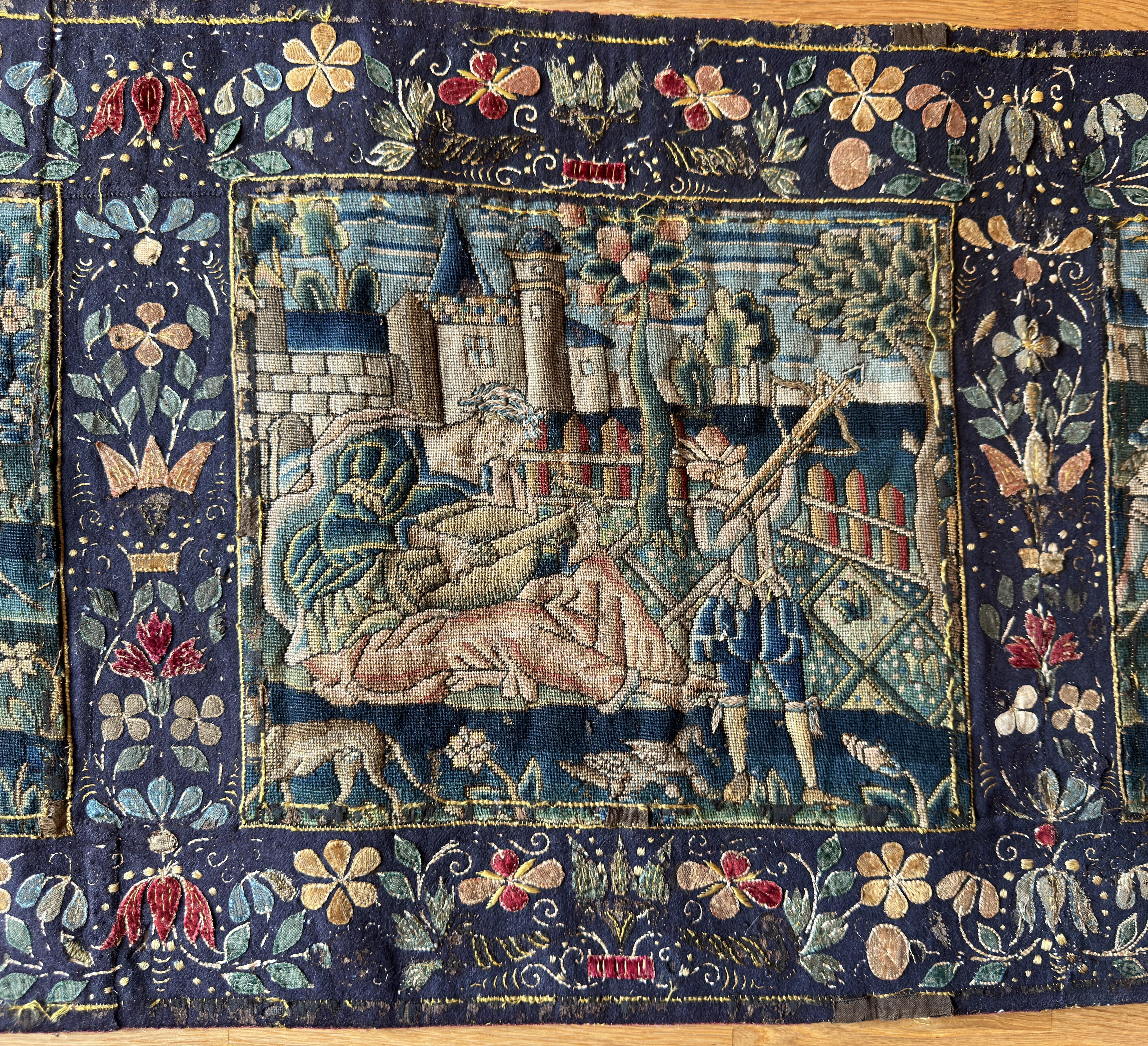 Charles II 17th Century English Needlework Panel For Sale