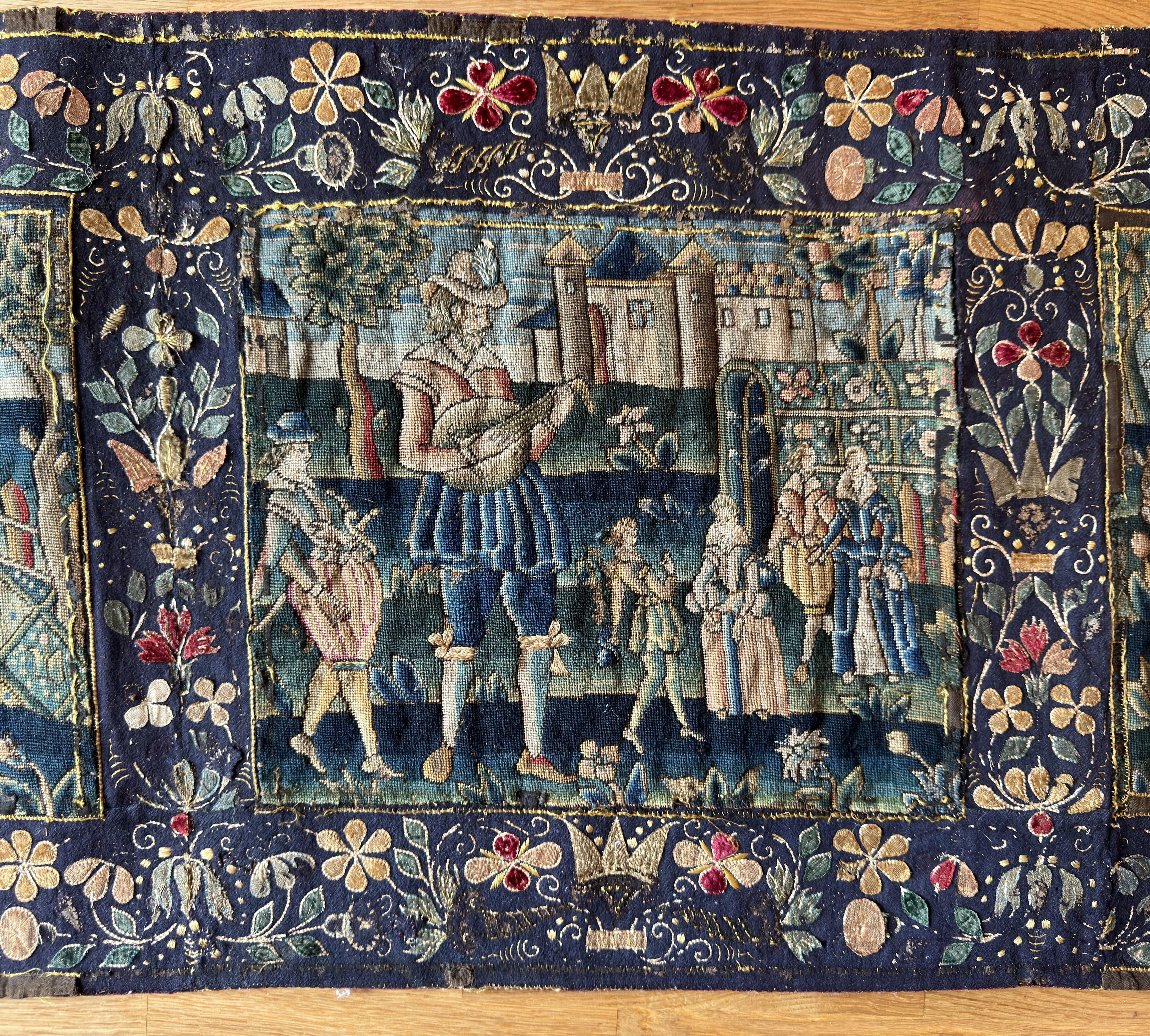 Britannique Panneau de broderie anglaise du 17e siècle en vente