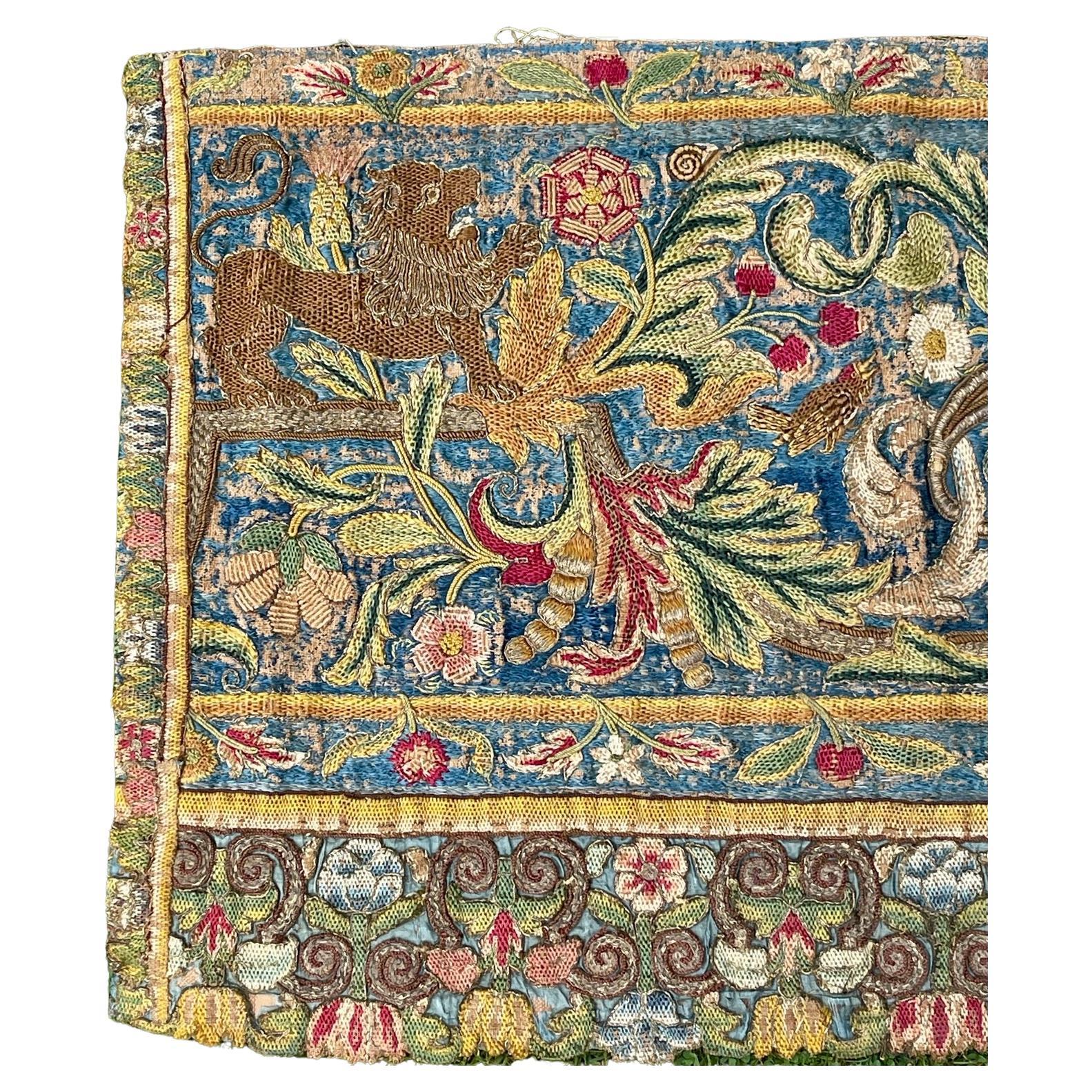 Panneau de broderie anglaise du 17e siècle en vente