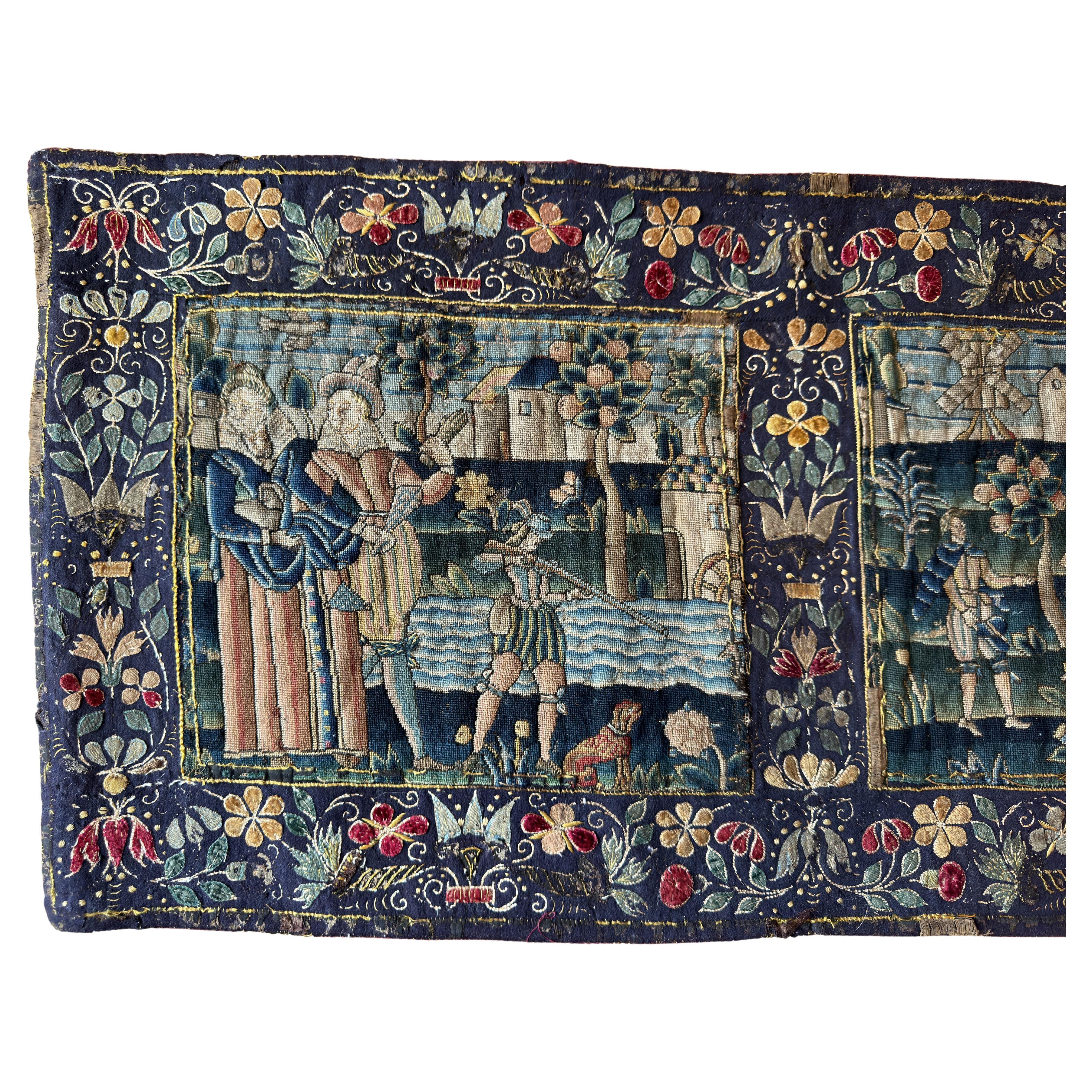 17th Century English Needlework Panel For Sale