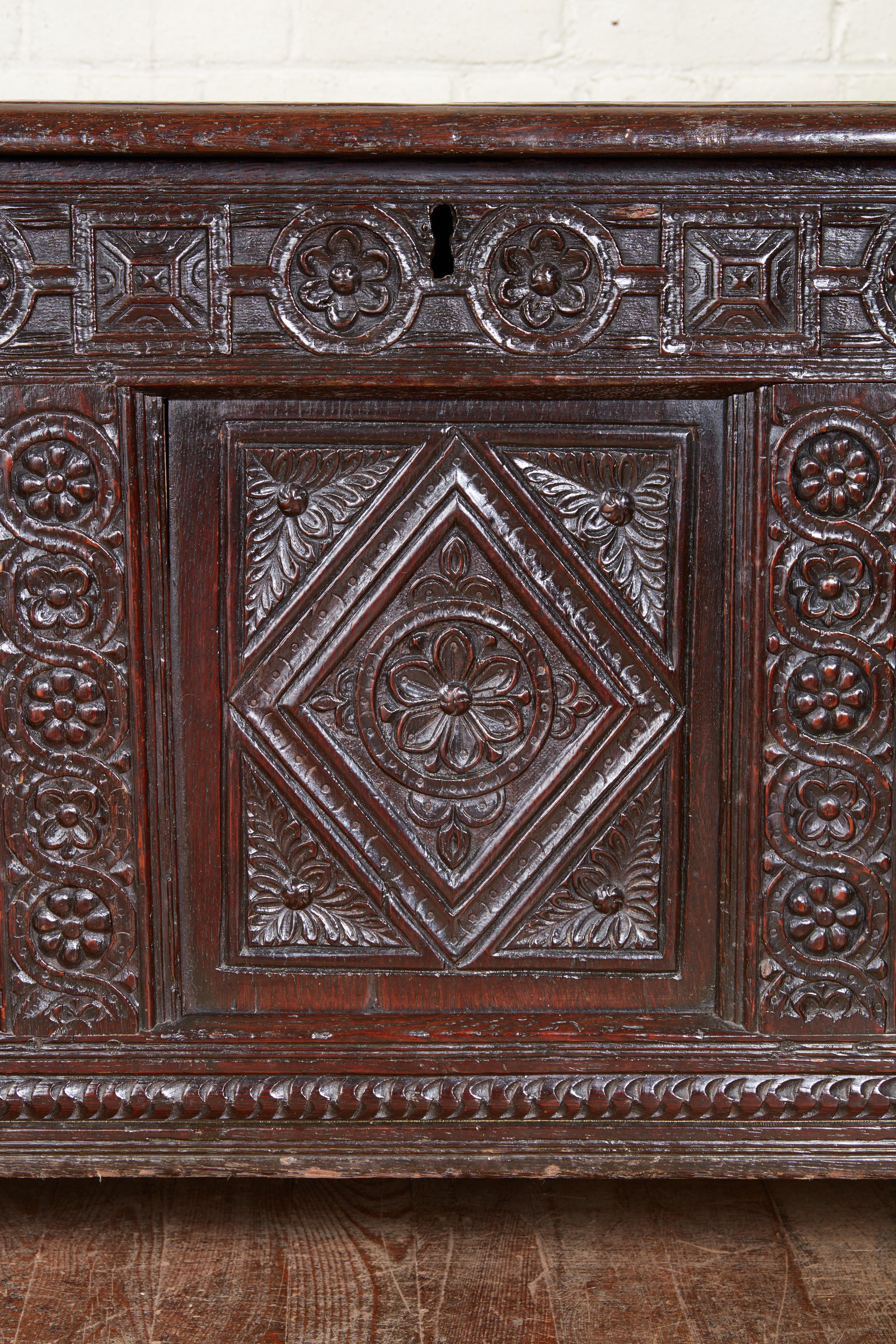 17th Century English Oak Coffer 1