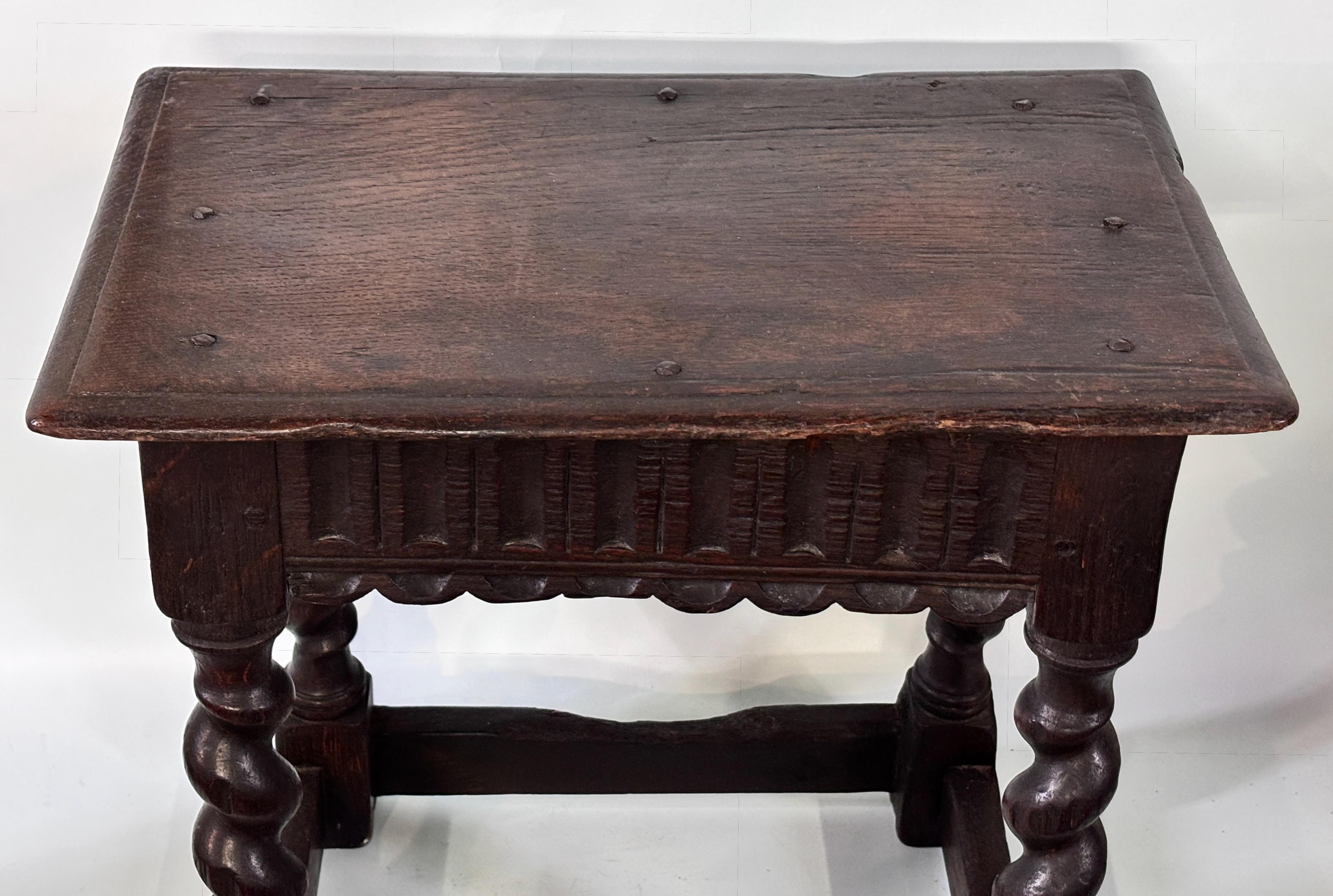 18th Century and Earlier 17th Century English Oak Joint Stool For Sale