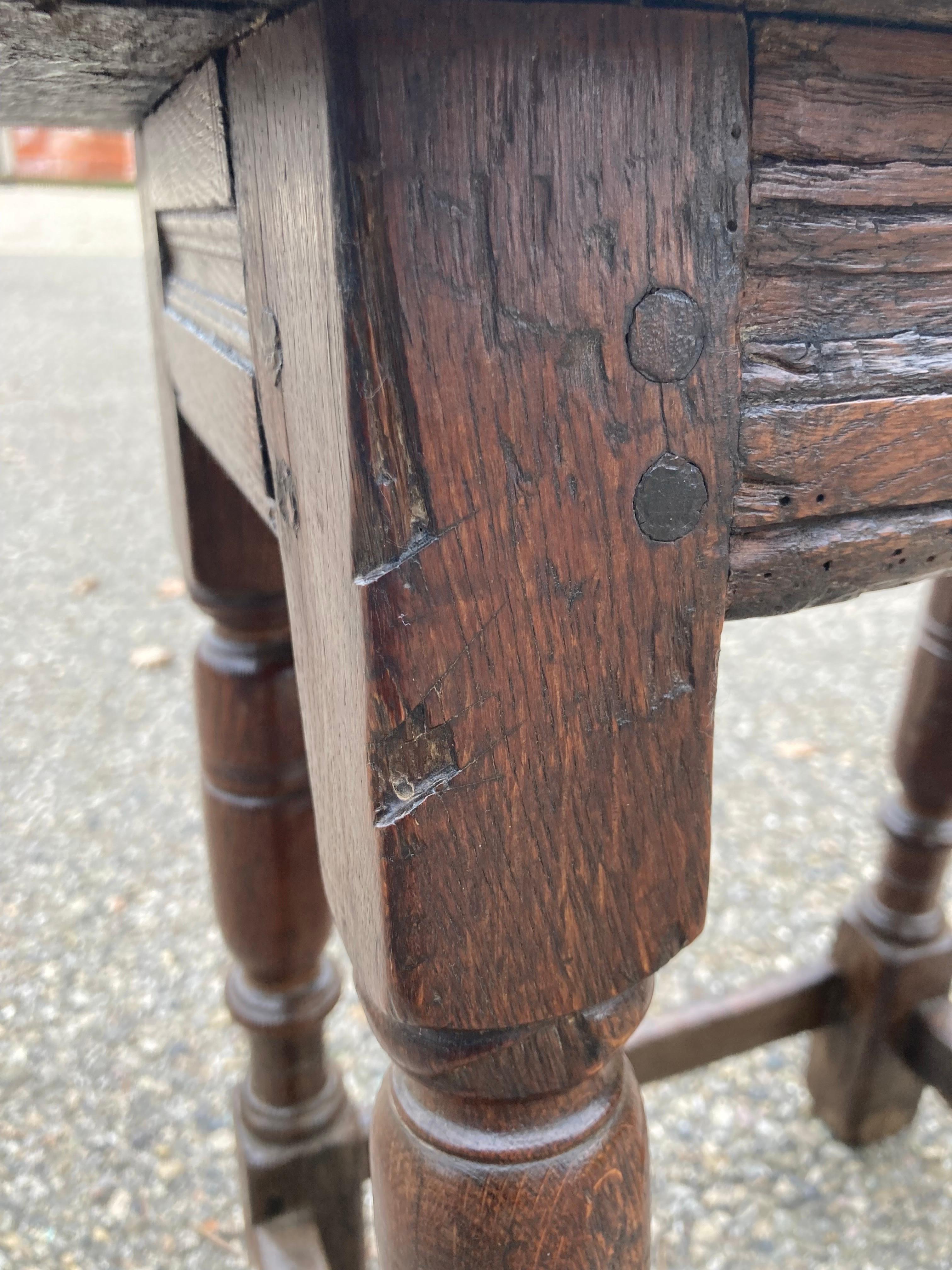 17th Century English Oak Joint Stool / Side Table 5