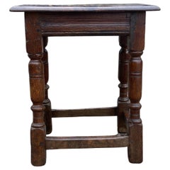 17th Century English Oak Joint Stool / Side Table