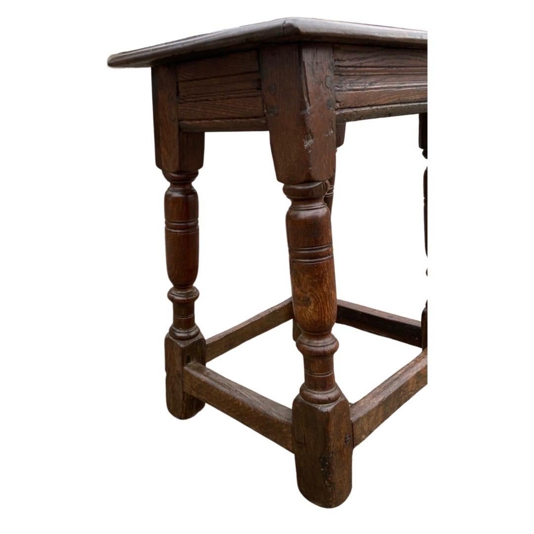 Charles II 17th Century English Oak Joint Stool / Side Table