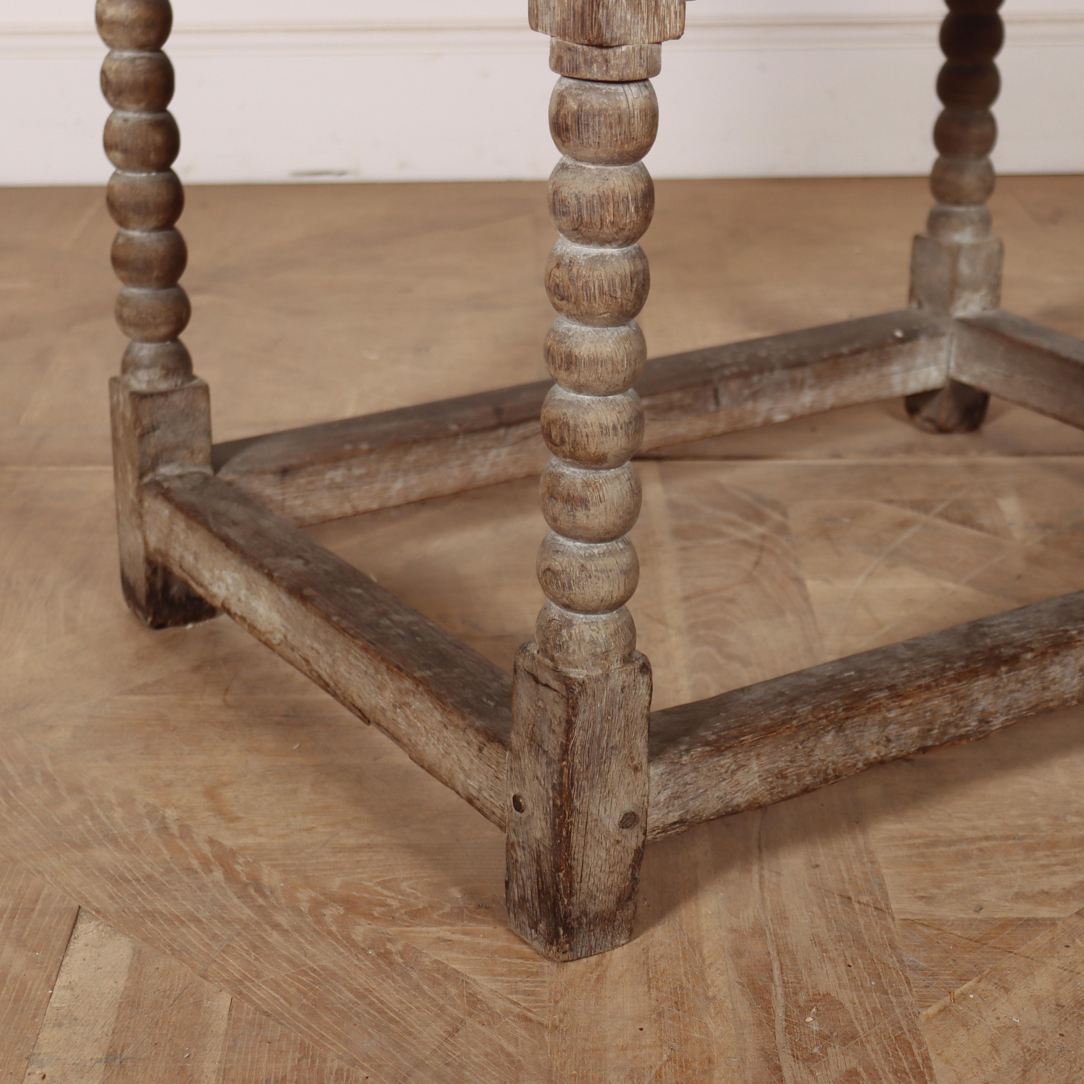 Limed 17th Century English Oak Lamp Table For Sale