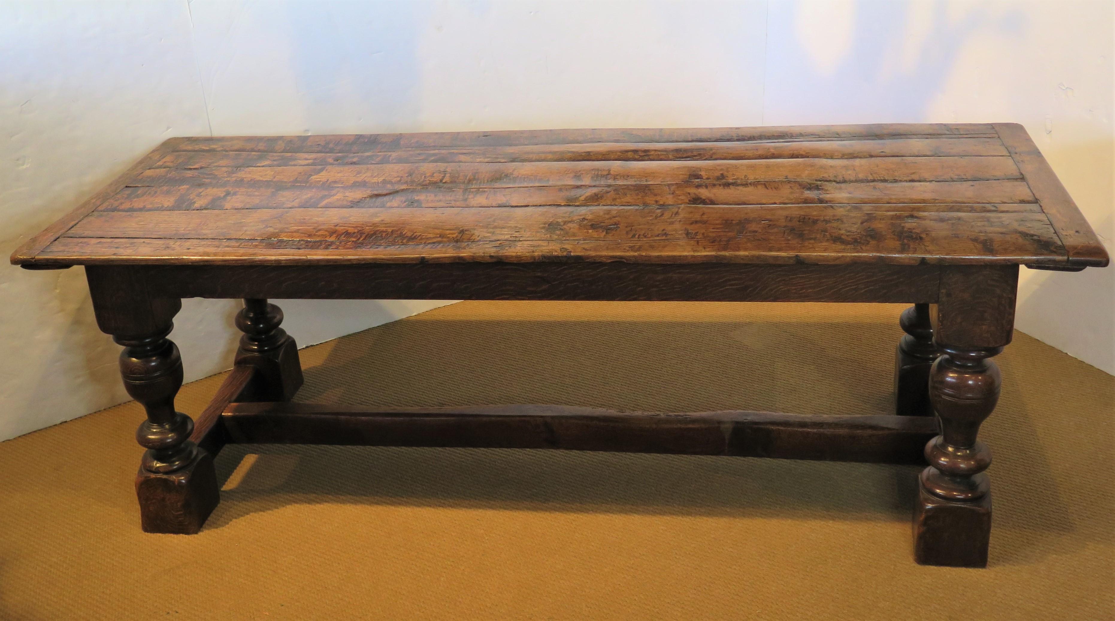 Carved 17th Century English Oak Refectory / Long Table For Sale