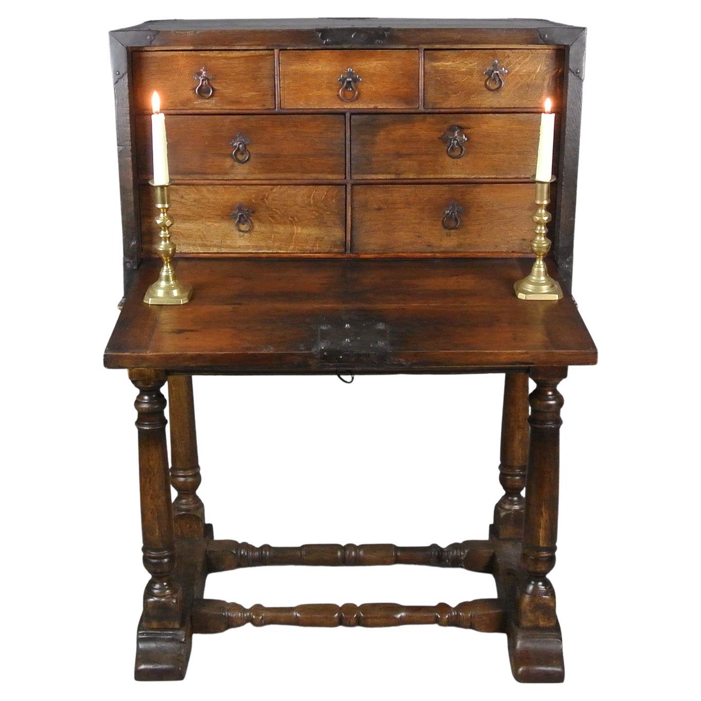 17th Century English Oak Strong Box c. 1640 For Sale