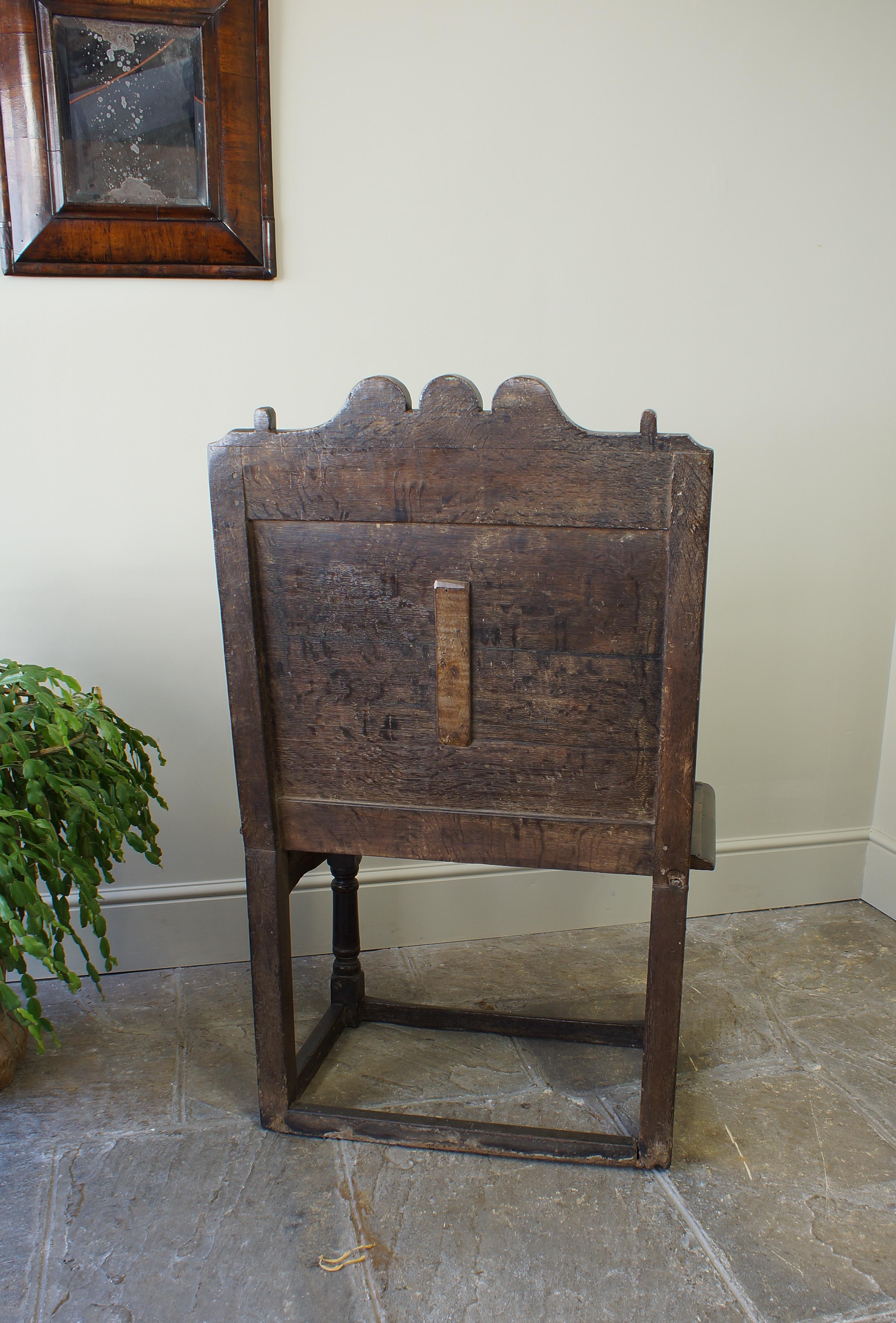 17th Century  English Oak Wainscot Armchair. For Sale 5