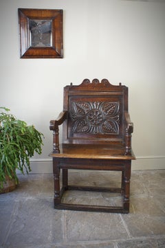 17th Century  English Oak Wainscot Armchair.