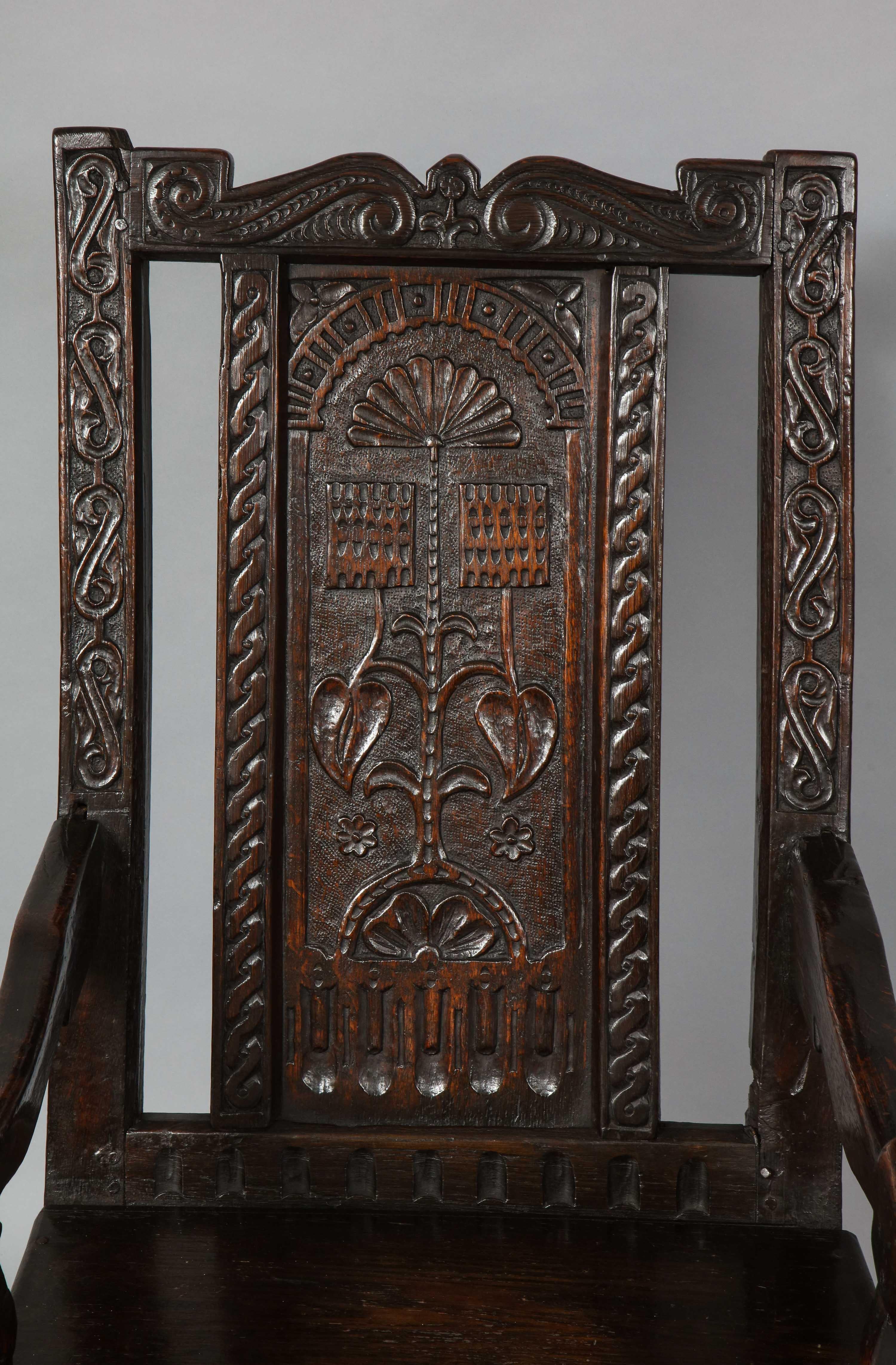 Baroque 17th Century English or Welsh Wainscot Chair