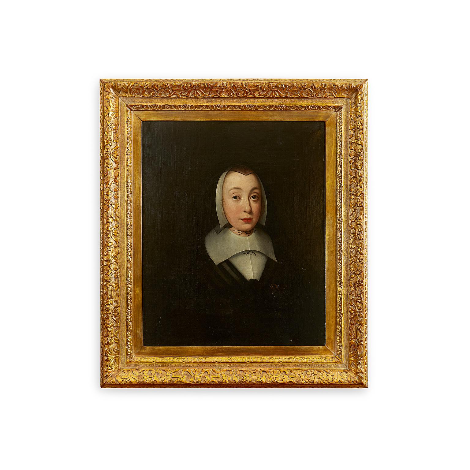 Italian 17th Century English Portrait of Lady Jane Bromley as Young Widow 1640 circa