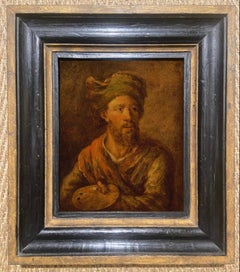 Self Portrait, Oil on Oak Panel, English School, Handmade Frame
