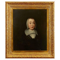 Portrait d'une jeune femme en veuve Jane Bromley de l'English School du 17e siècle