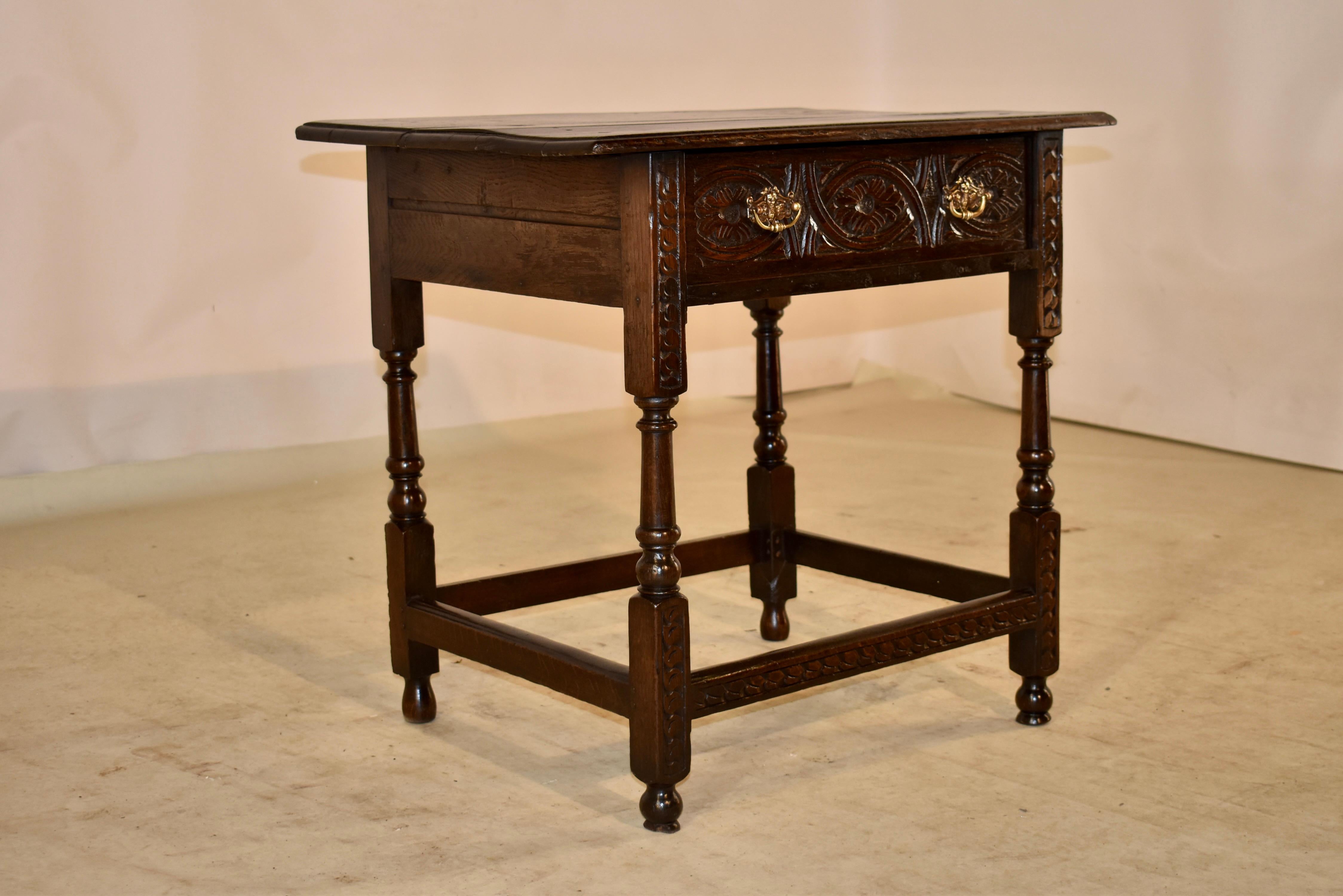 Hand-Carved 17th Century English Side Table For Sale