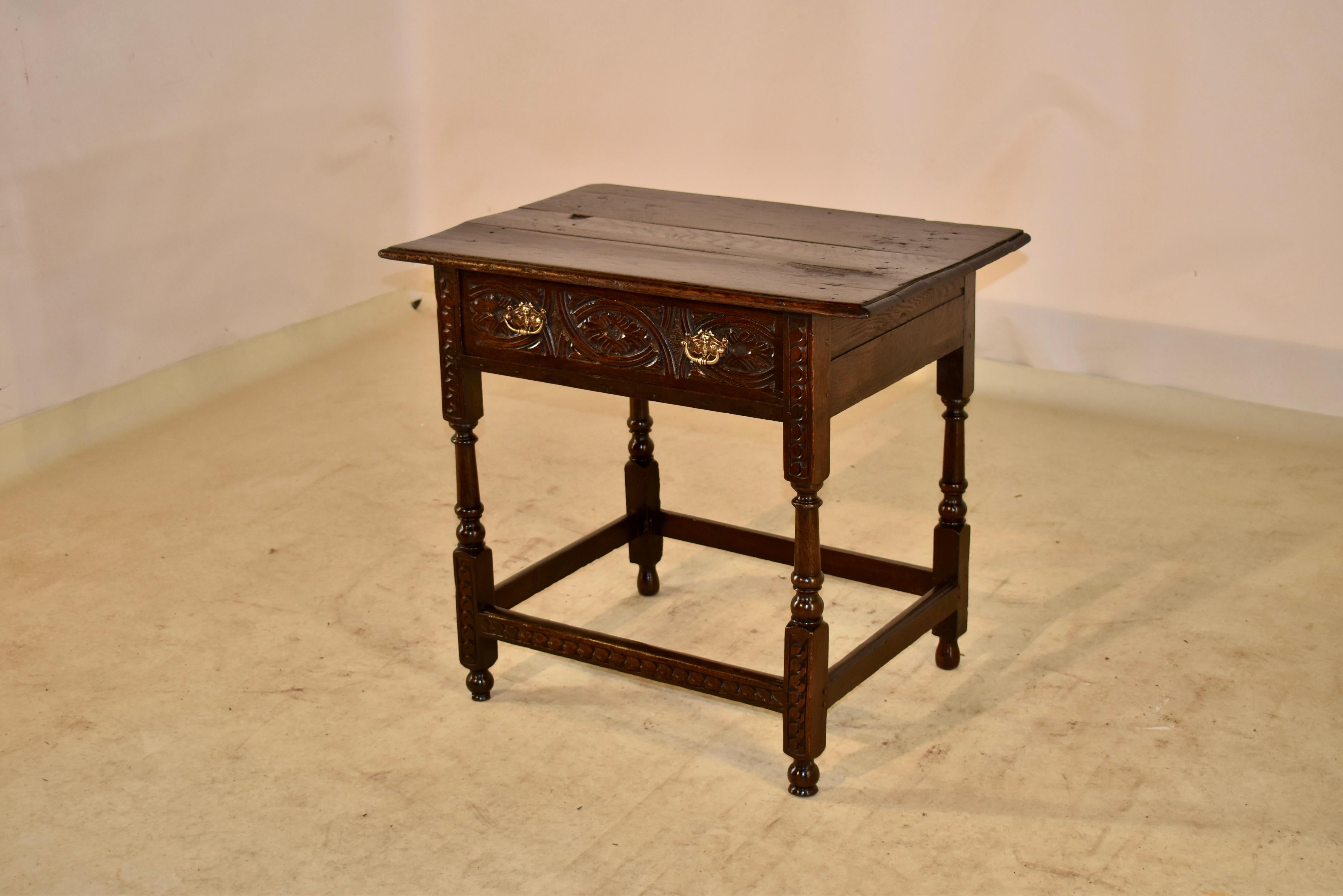 Oak 17th Century English Side Table For Sale
