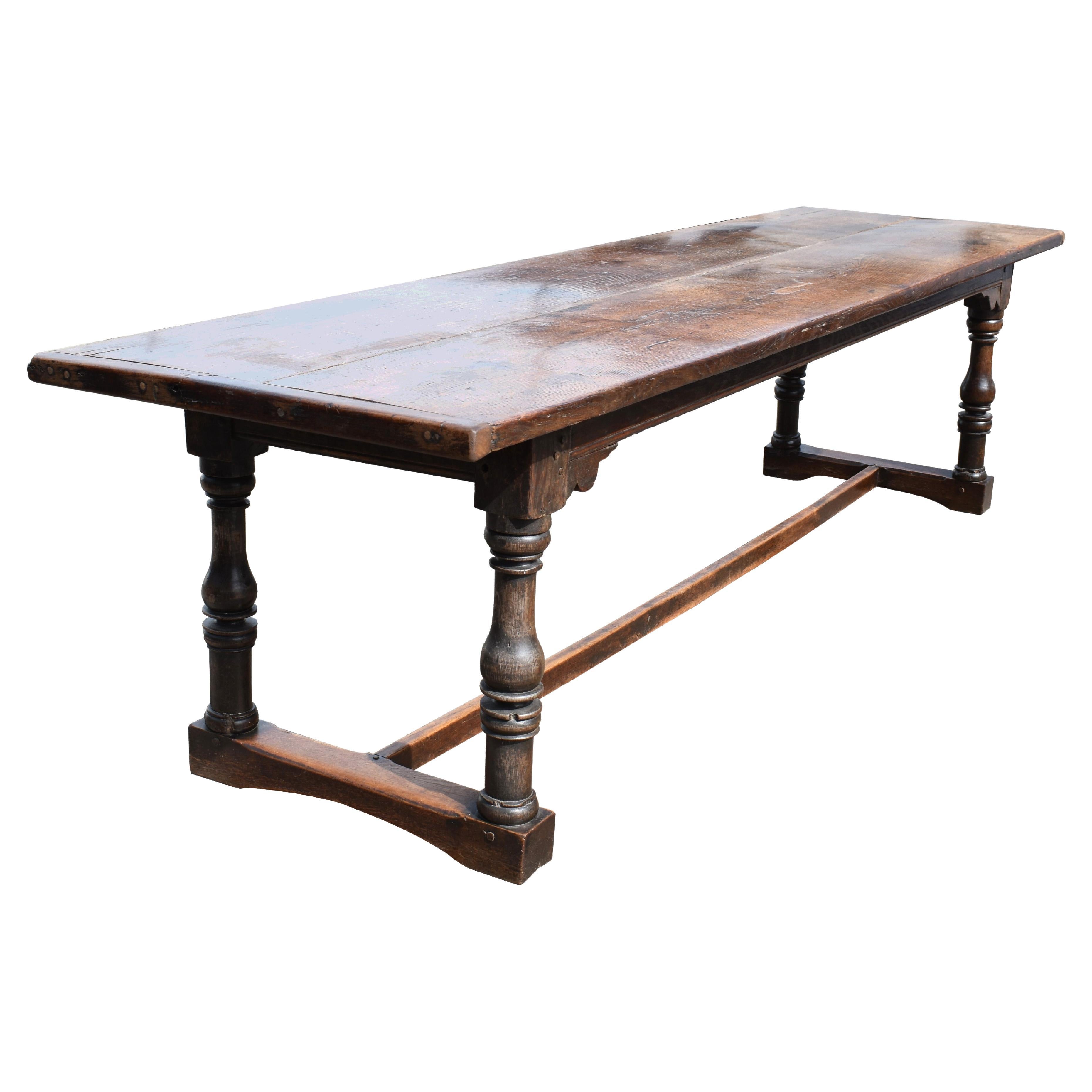 17th Century English Solid Oak Refectory Table