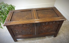17th Century English Two Panelled Oak Coffer