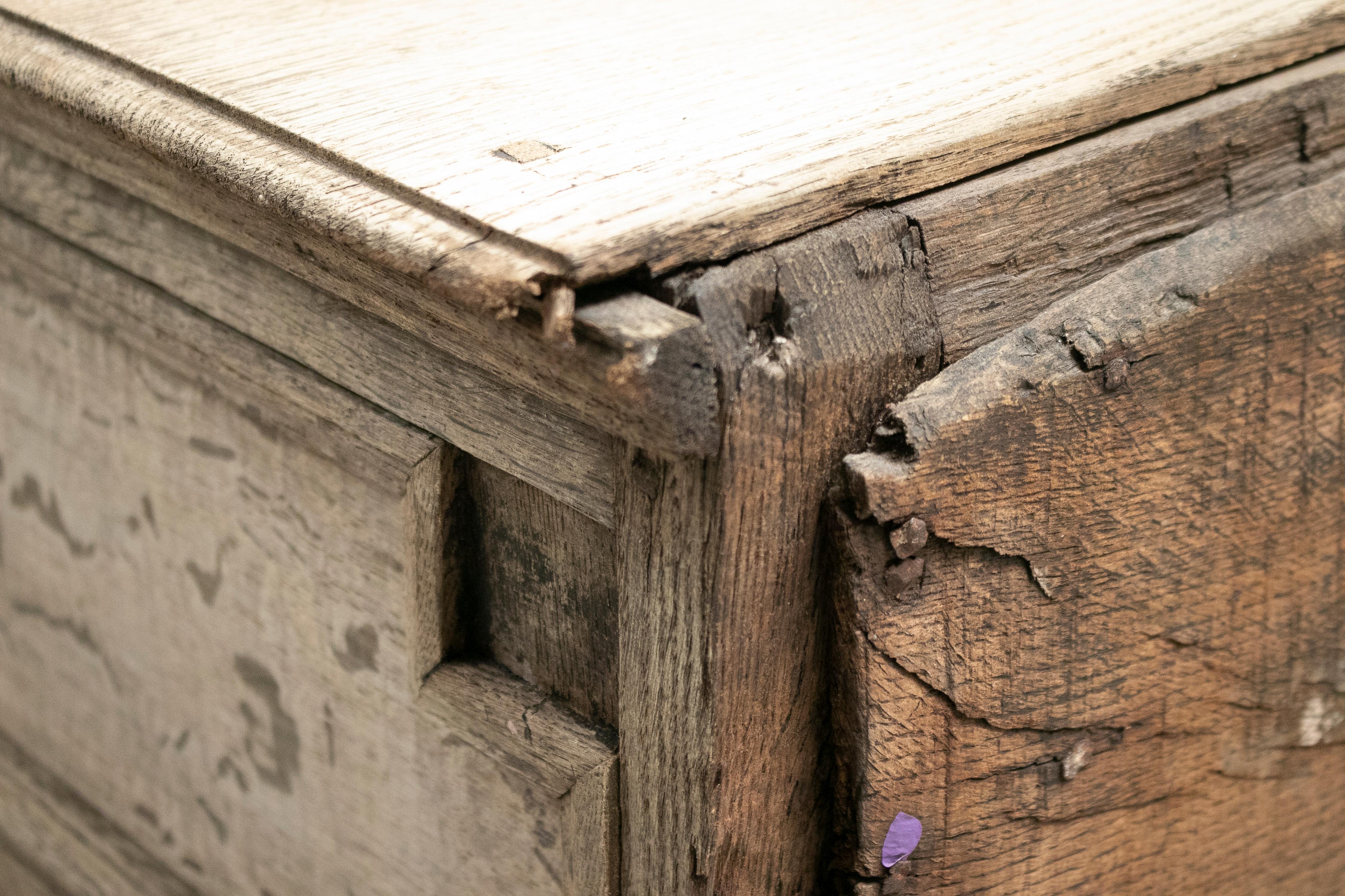 17th Century English Two Part Wooden Chest of Drawers 12