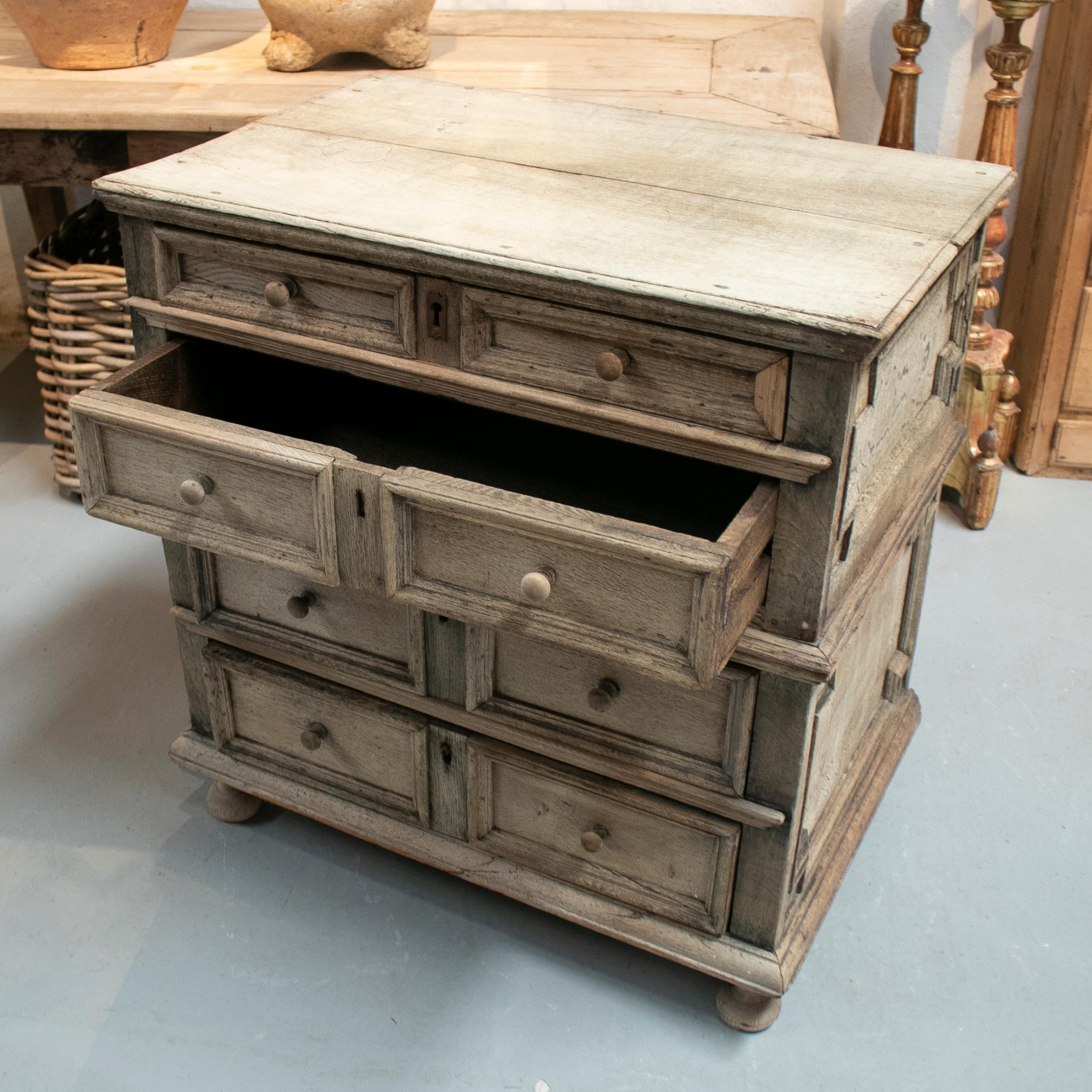 17th Century English Two Part Wooden Chest of Drawers 2