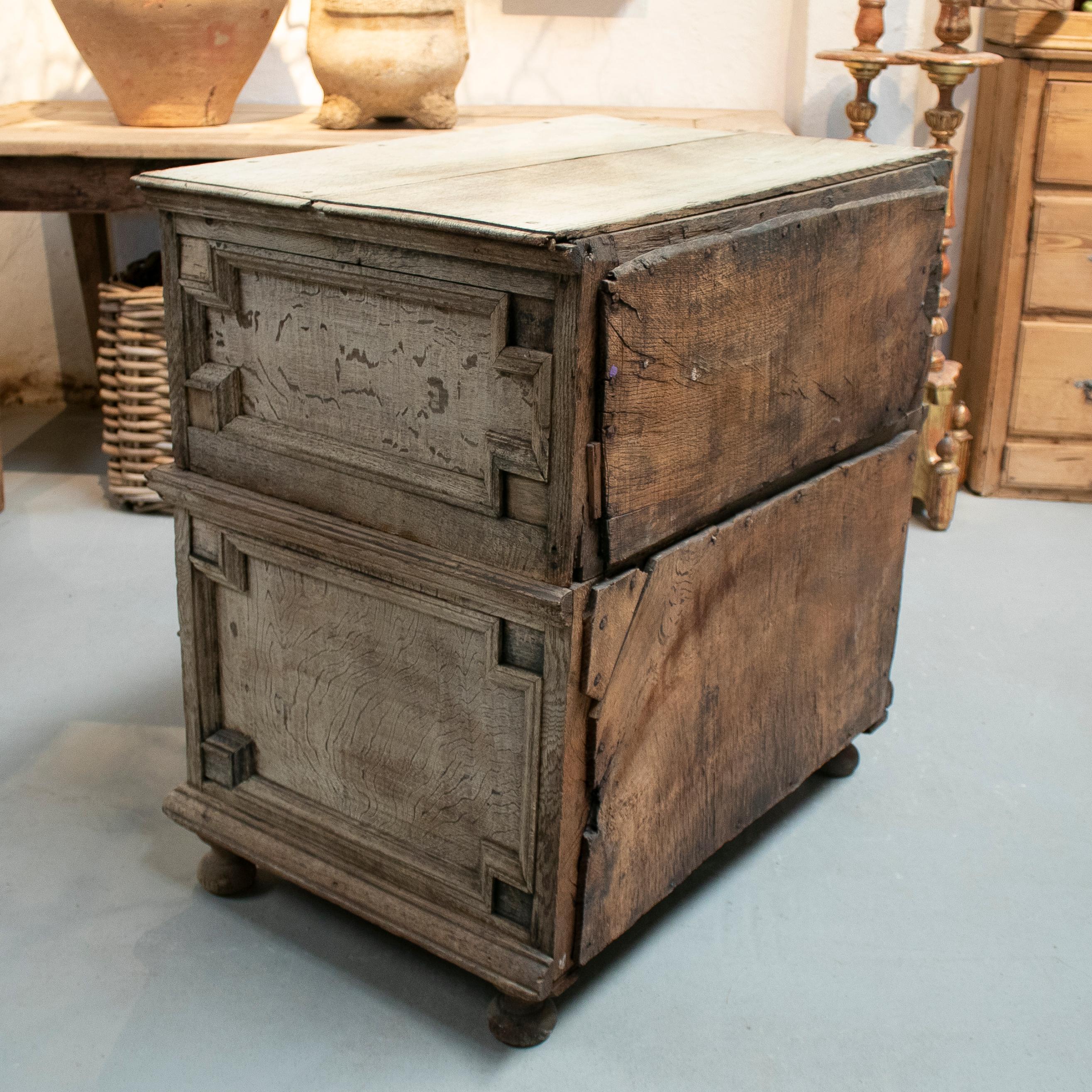 17th Century English Two Part Wooden Chest of Drawers 5