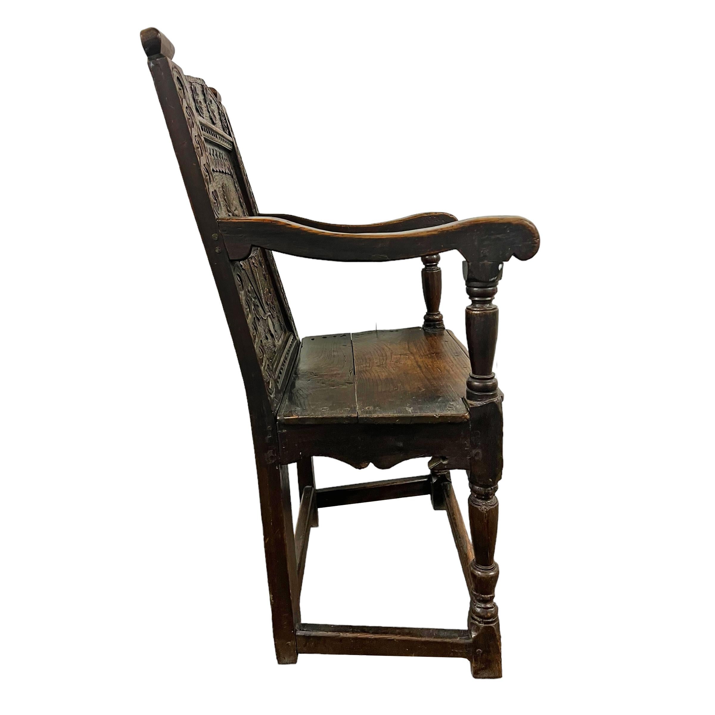 18th Century and Earlier 17th Century English Wainscot Armchair For Sale