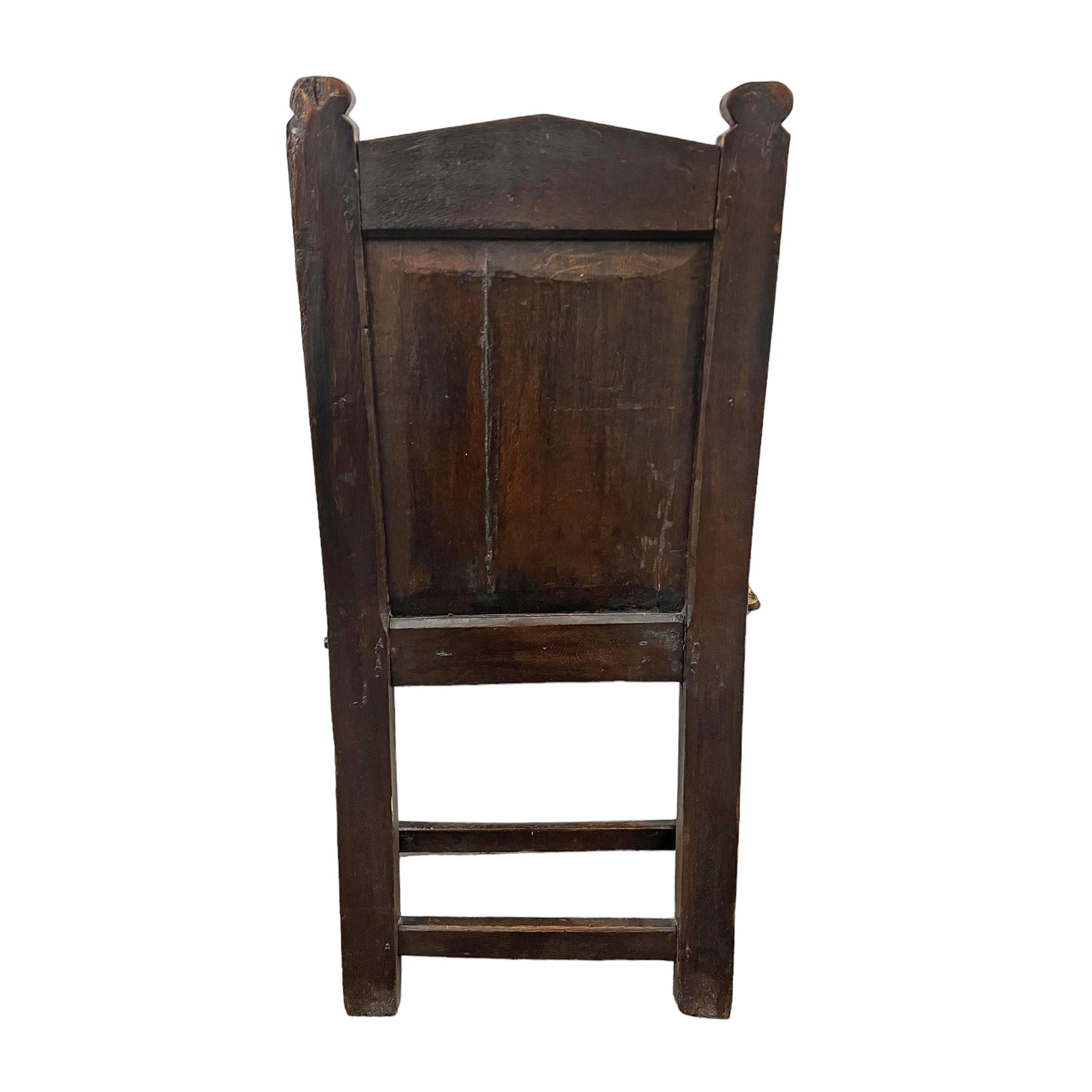 Oak 17th Century English Wainscot Armchair For Sale