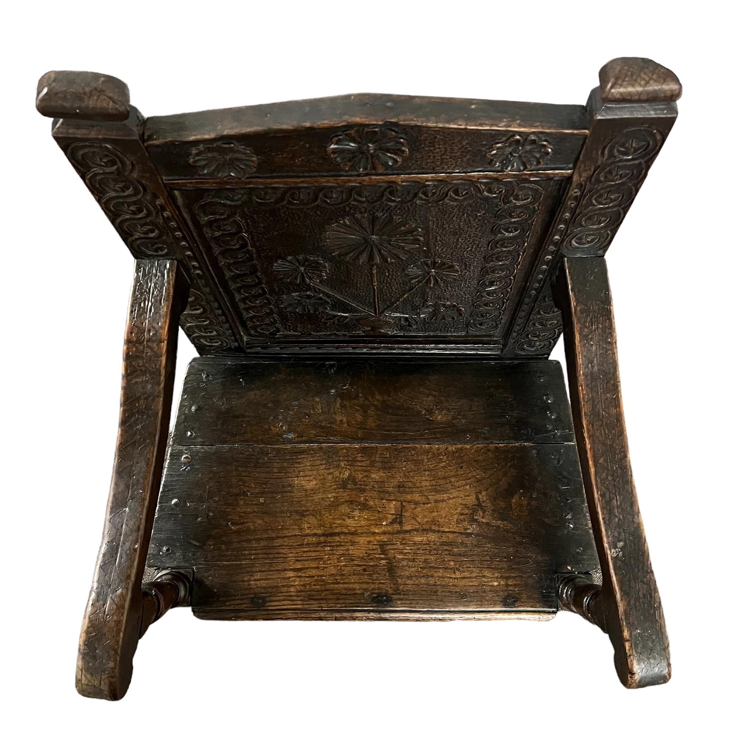 17th Century English Wainscot Armchair For Sale 1