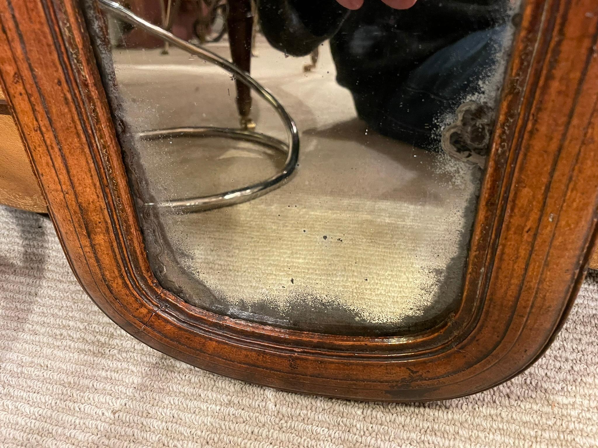 17th Century English Walnut Mirror With Original Glass, Small Scale For Sale 8