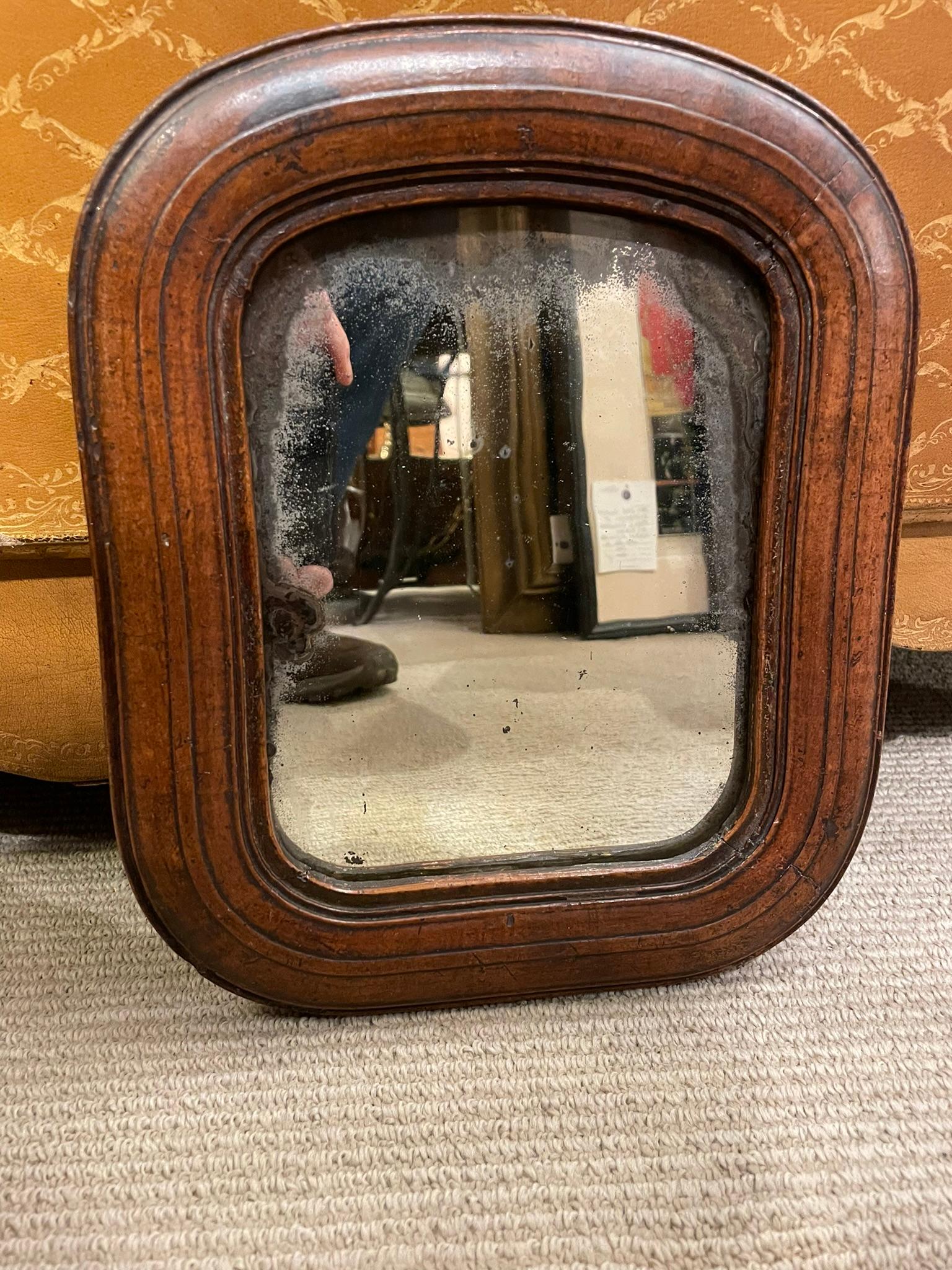 Jacobean 17th Century English Walnut Mirror With Original Glass, Small Scale For Sale