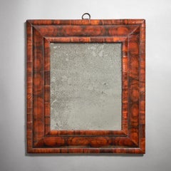 17th Century English William and Mary Olive Oyster Cushion Mirror, C. 1690