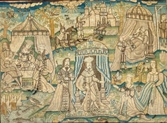 17th Century English Wool and Silk Canvas Stumpwork Picture