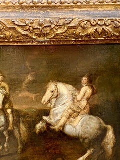 17th century follower of Rubens, two military men on horse back in a landscape