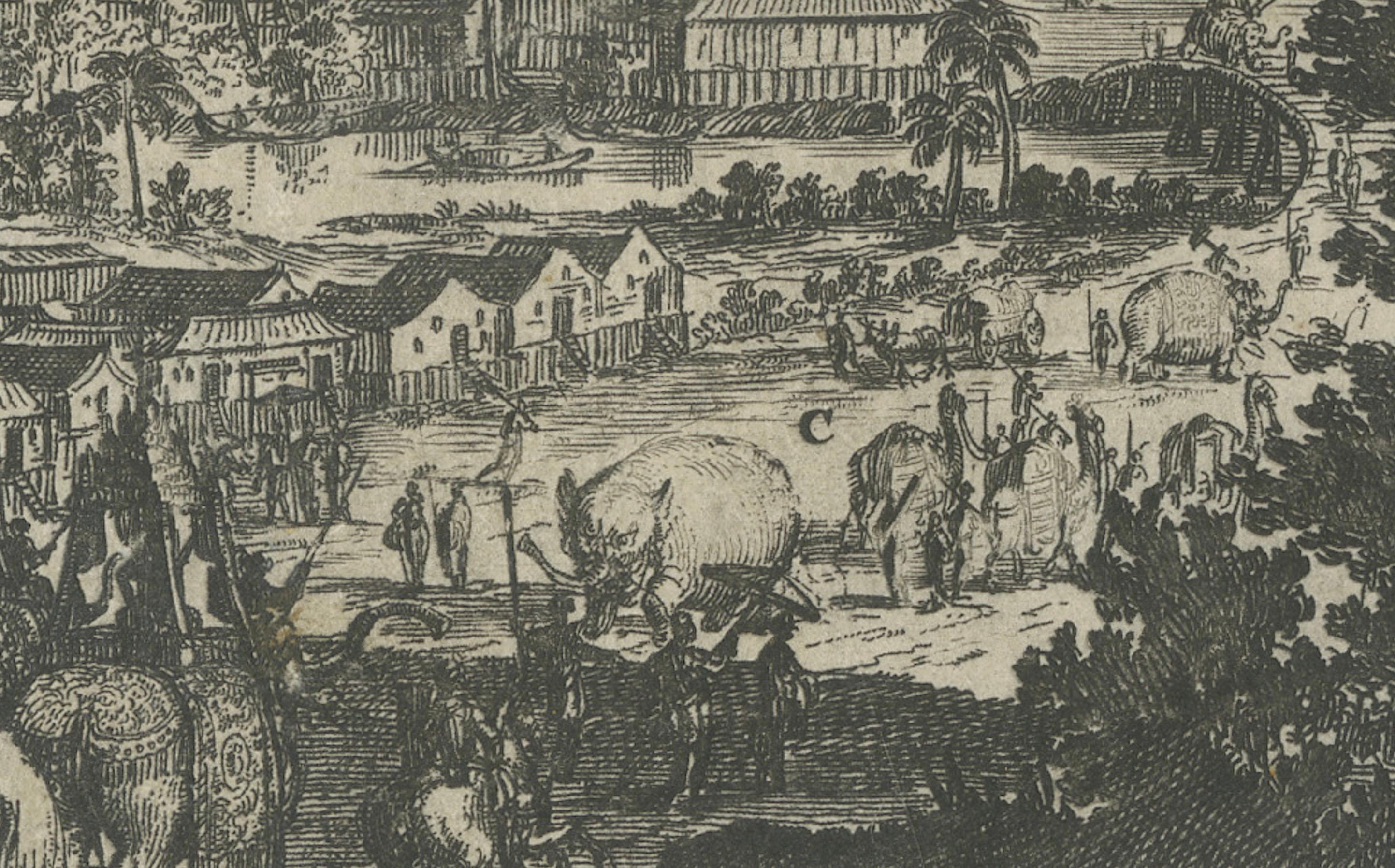 Grabado del siglo XVII de la ciudad real de Arakan (Birmania) por Arnoldus Montanus finales del siglo XVII en venta