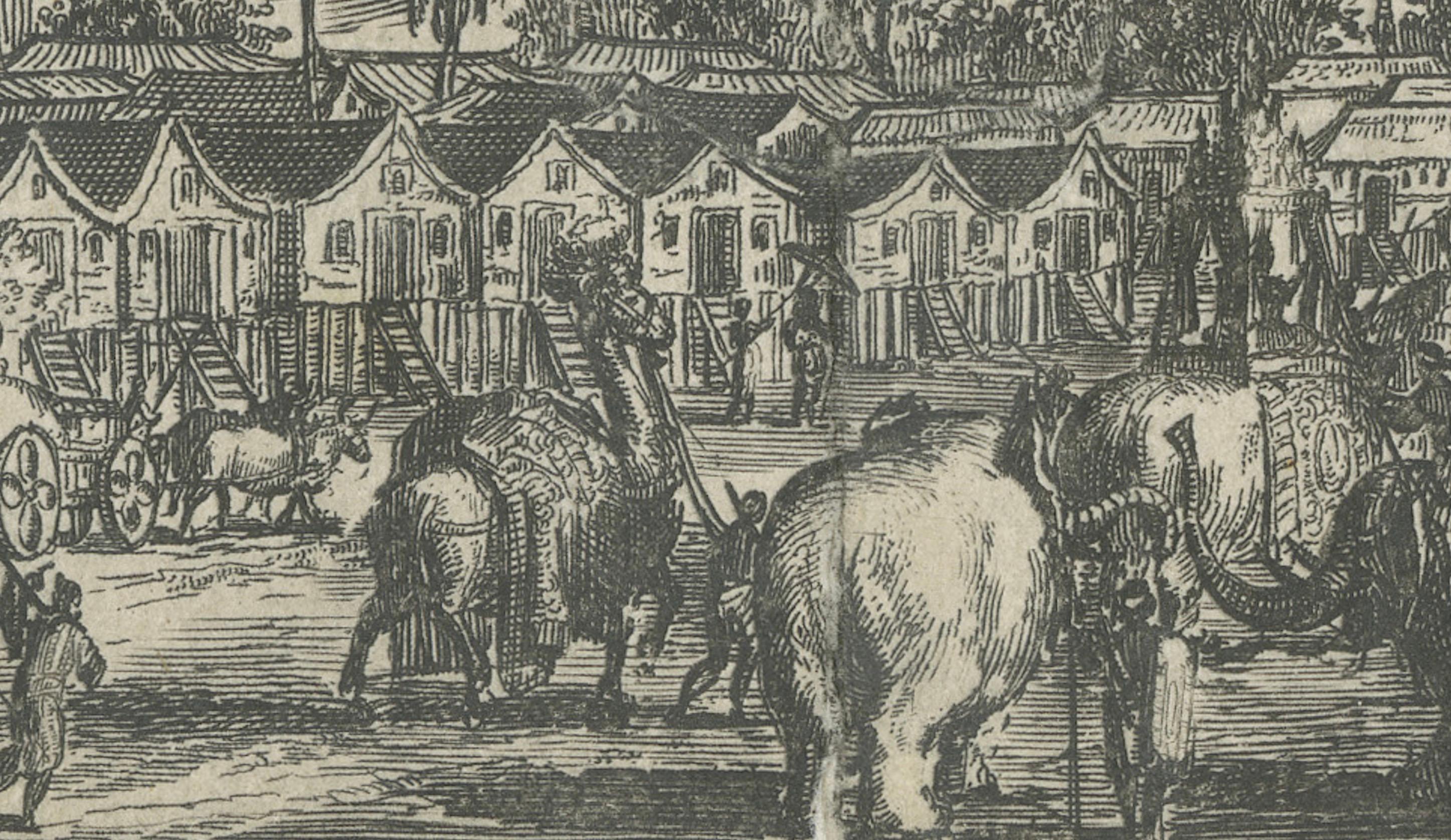 Grabado del siglo XVII de la ciudad real de Arakan (Birmania) por Arnoldus Montanus Papel en venta