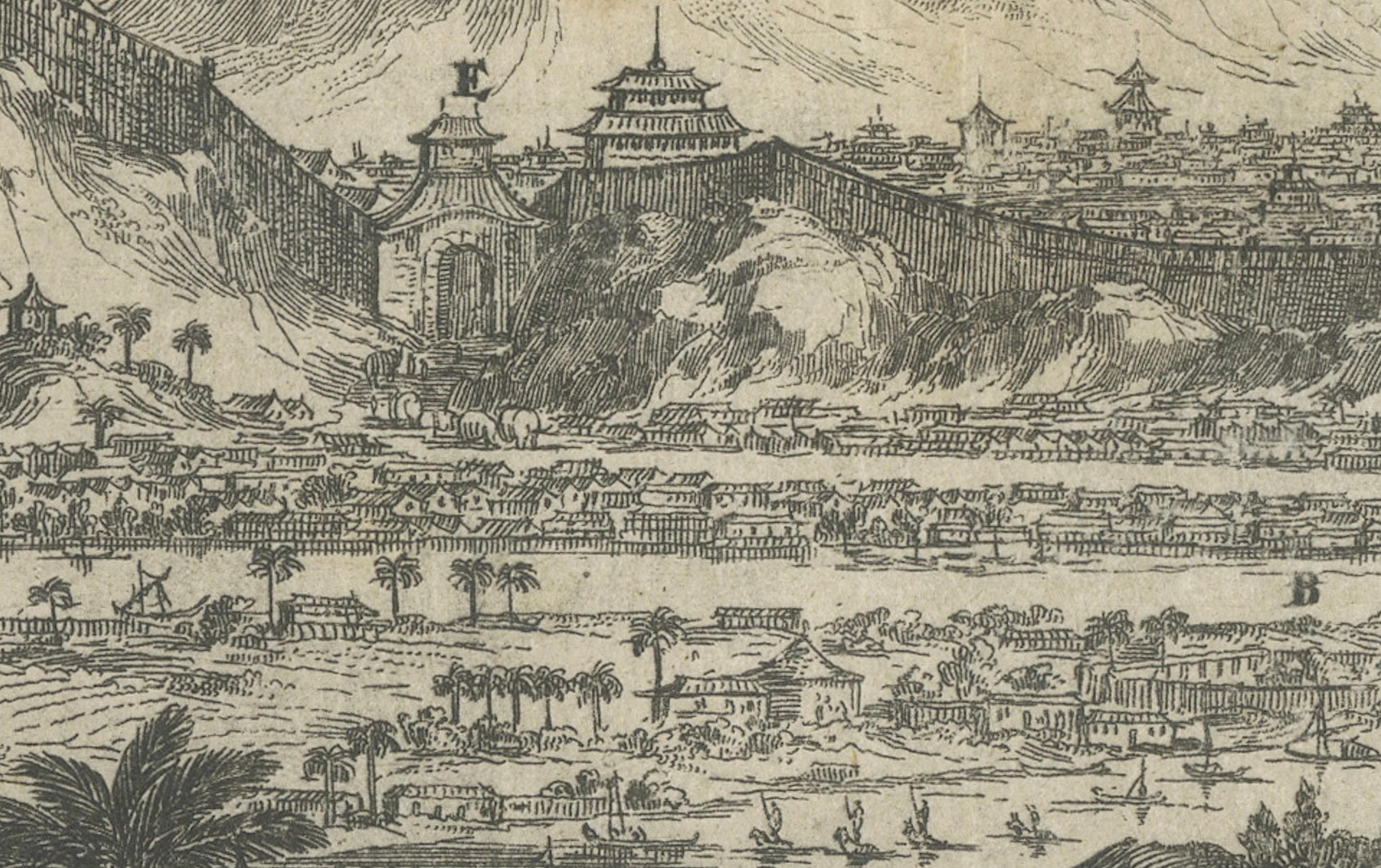 Grabado del siglo XVII de la ciudad real de Arakan (Birmania) por Arnoldus Montanus en venta 2