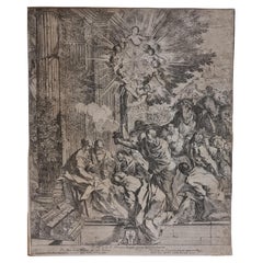 Gravure du XVIIe siècle "Adoration des Mages" par Pietro Testa, vers 1640