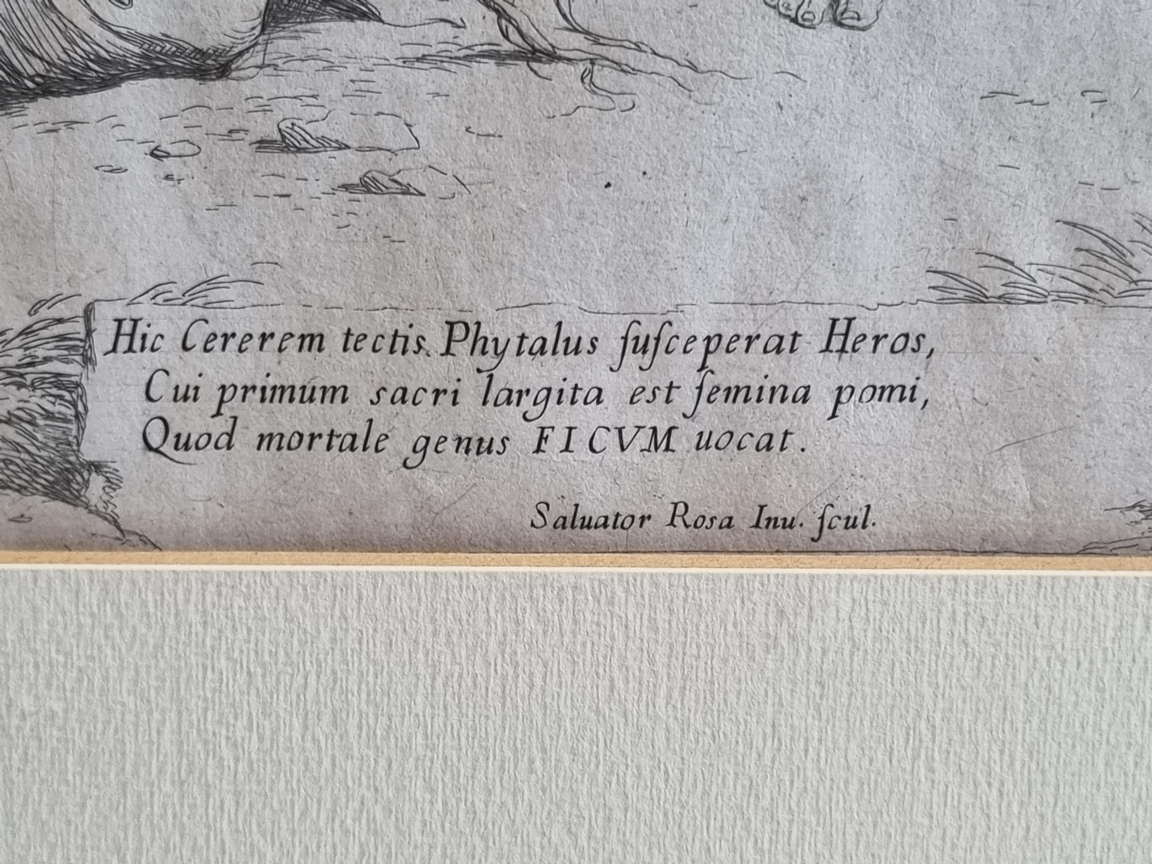 Radierung und Kaltnadelradierung „Keramik und Phytalus“ aus dem 17. Jahrhundert von Salvator Rosa, 1662 (Barock) im Angebot