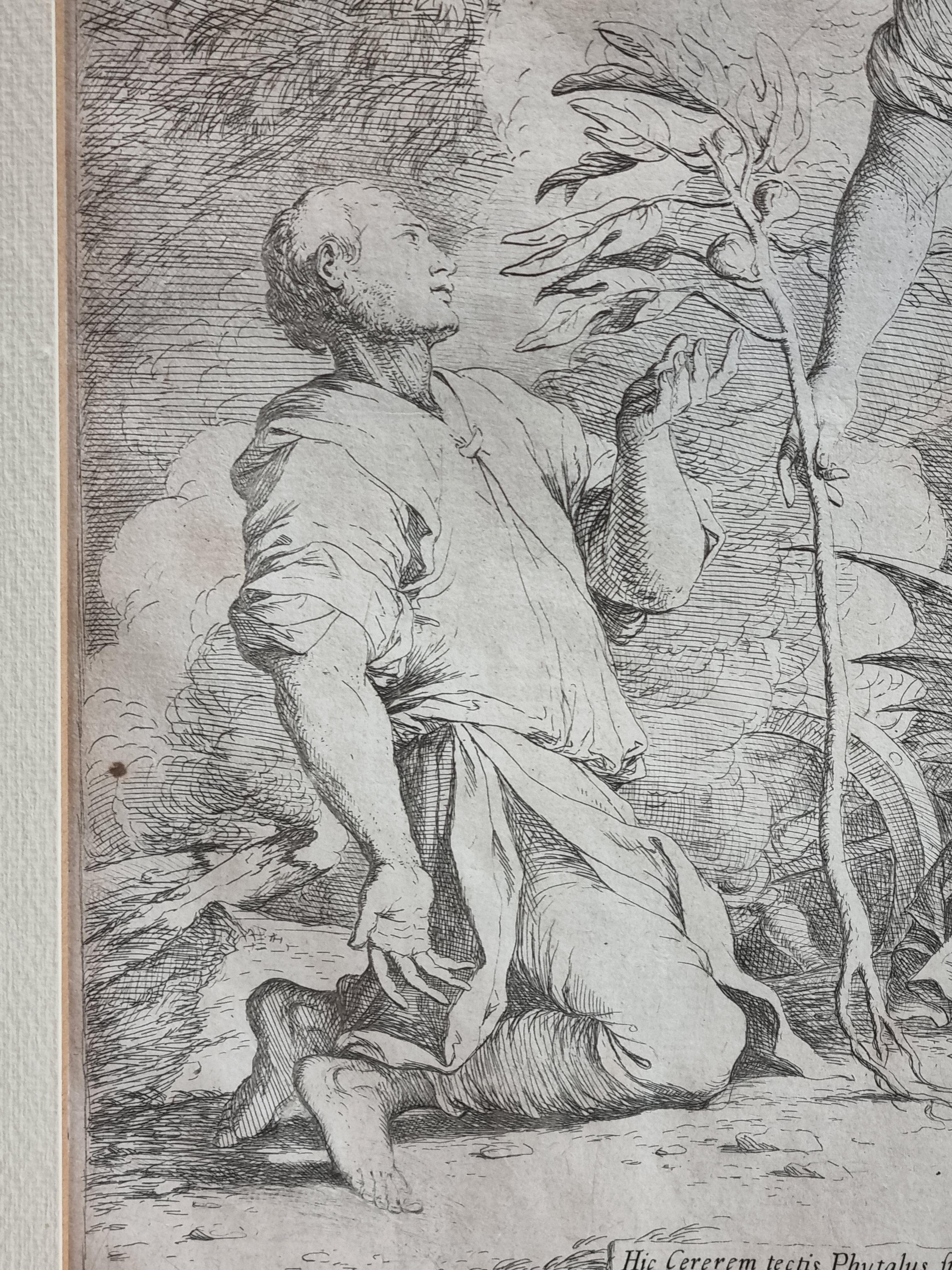 Autre Gravure et pointe sèche du 17e siècle « Ceres and Phytalus » de Salvator Rosa, 1662 en vente