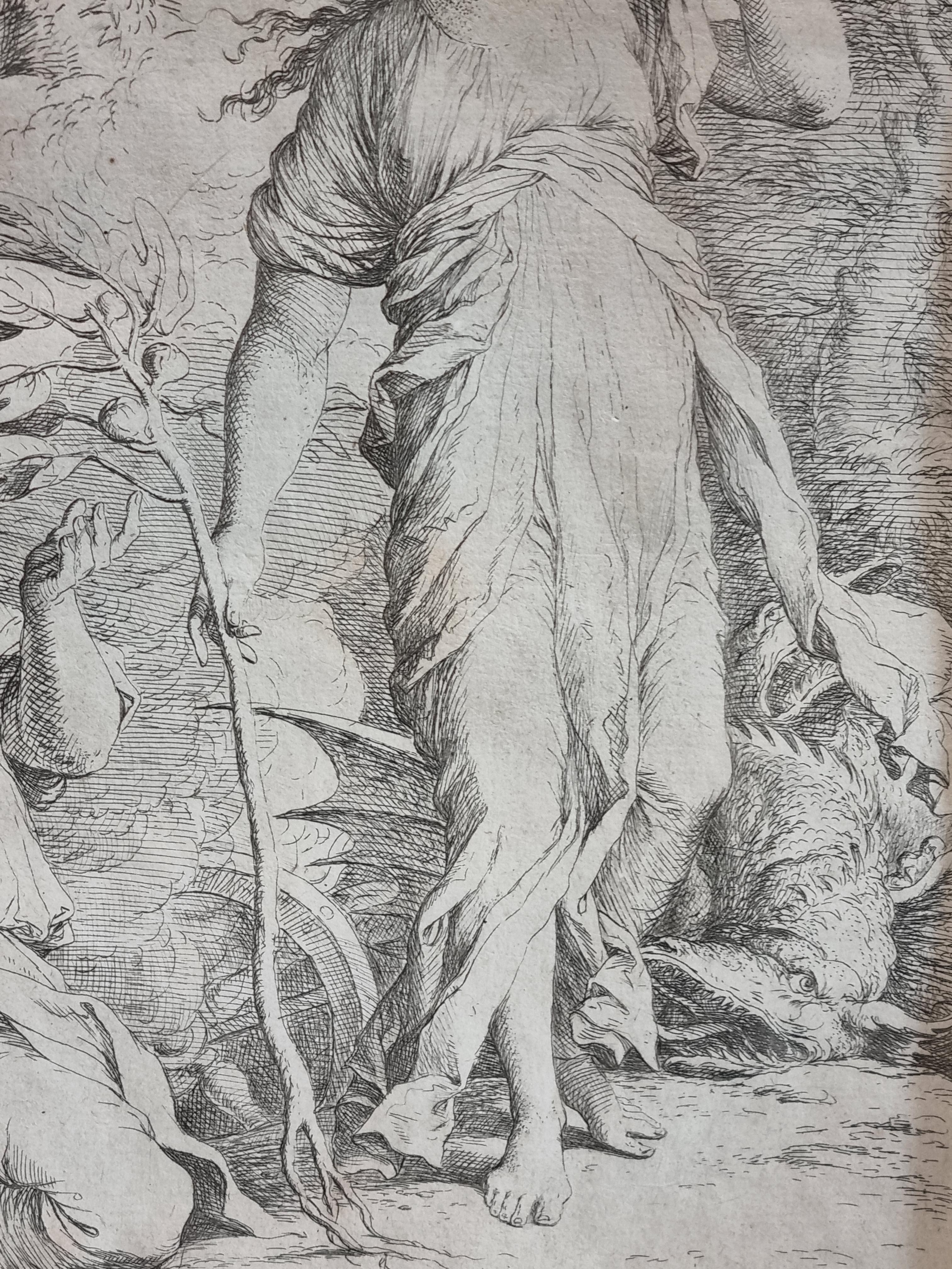 XVIIIe siècle et antérieur Gravure et pointe sèche du 17e siècle « Ceres and Phytalus » de Salvator Rosa, 1662 en vente