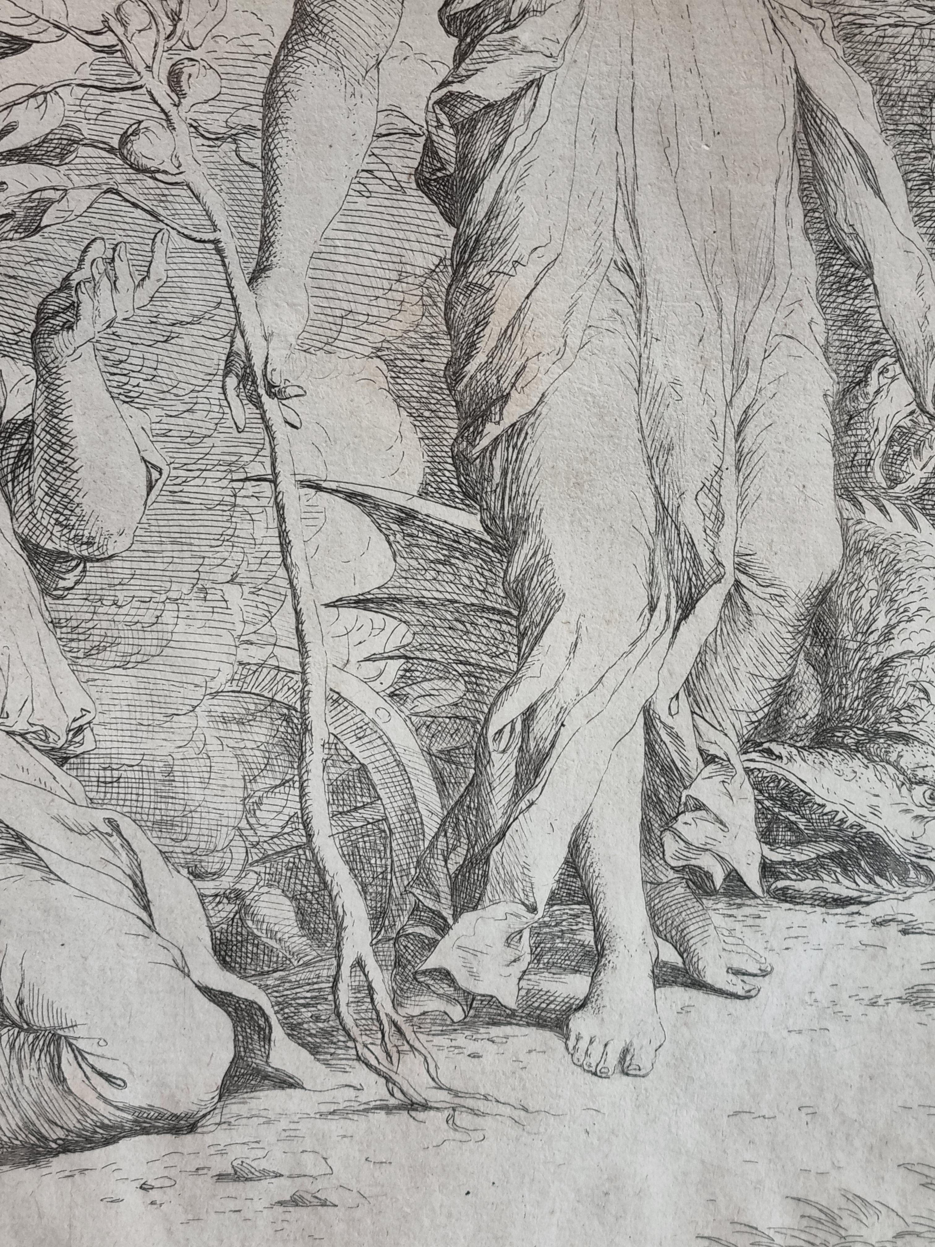 Radierung und Kaltnadelradierung „Keramik und Phytalus“ aus dem 17. Jahrhundert von Salvator Rosa, 1662 im Angebot 1