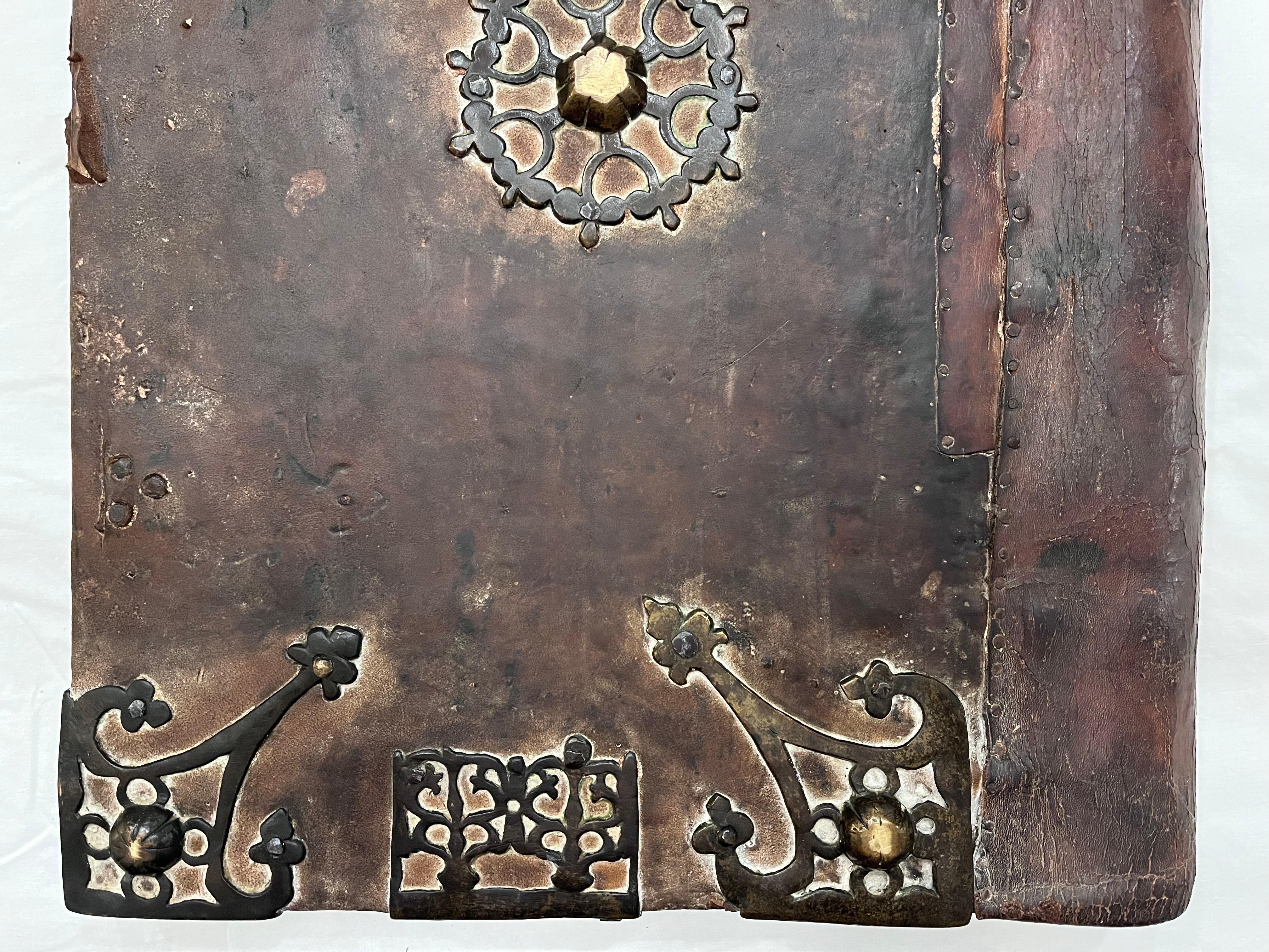 17th Century European Religious Book Binding Brass Mounts Vellum Monumental Size For Sale 4