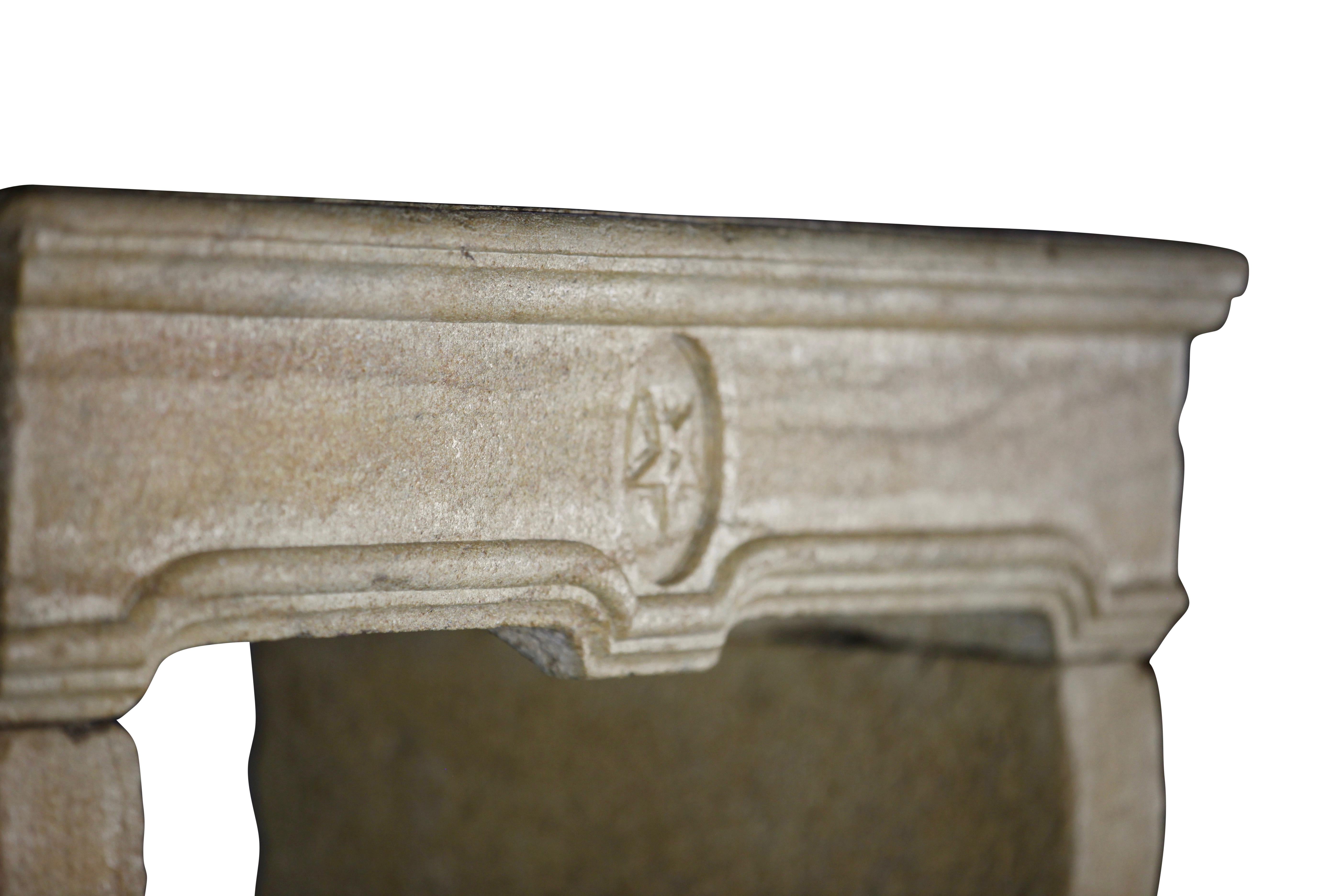 Revestimiento de chimenea de piedra caliza rústica europea del siglo XVII en venta 4
