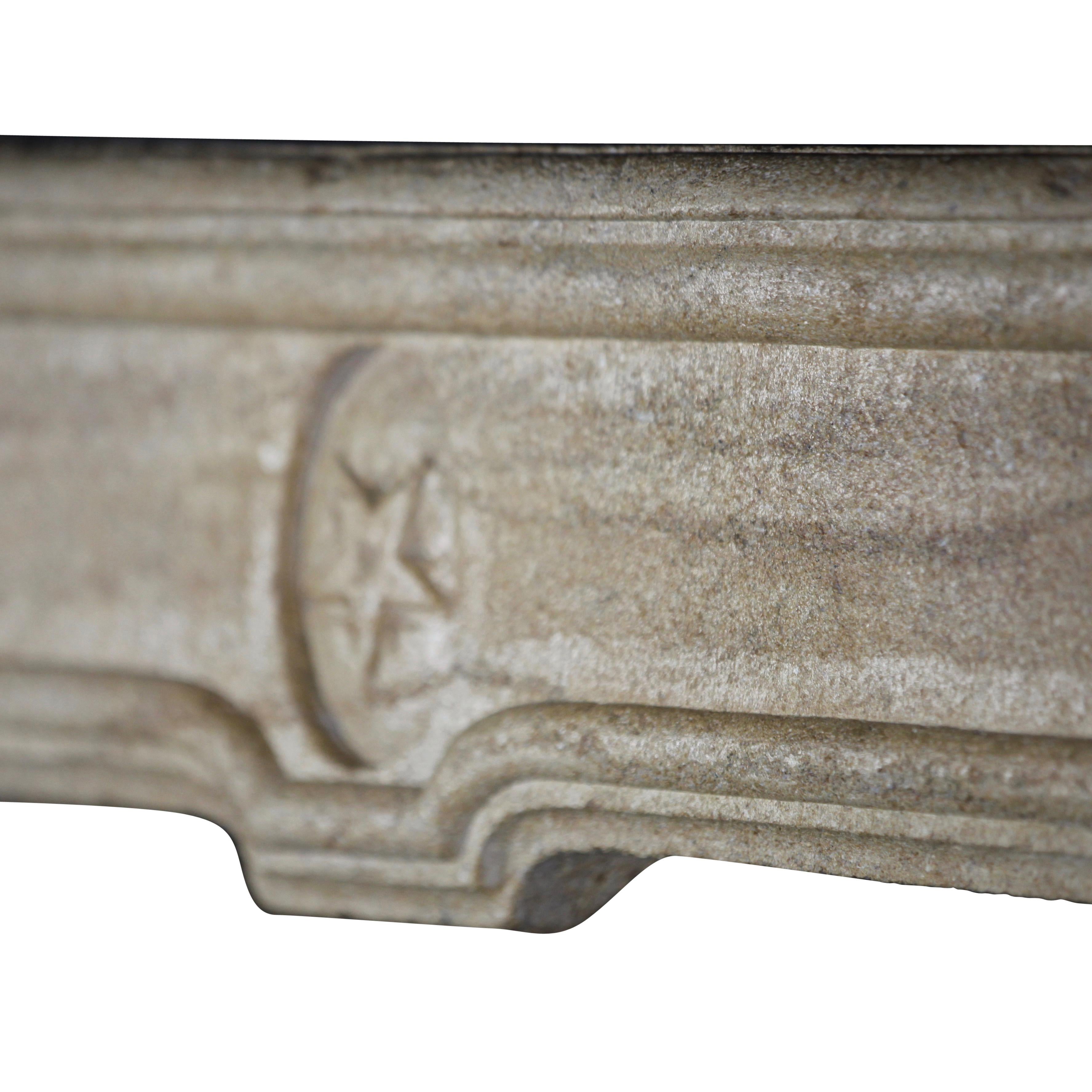 18th Century and Earlier 17th Century Fine European Rustic Limestone Fireplace Surround For Sale